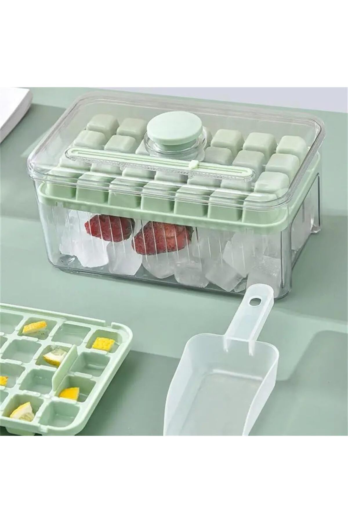 Generic-Pecbase Stackable Ice Cube Tray Set with Lid, Bin & Round Ice Balls, Easy to Release & Sturdy for F 3