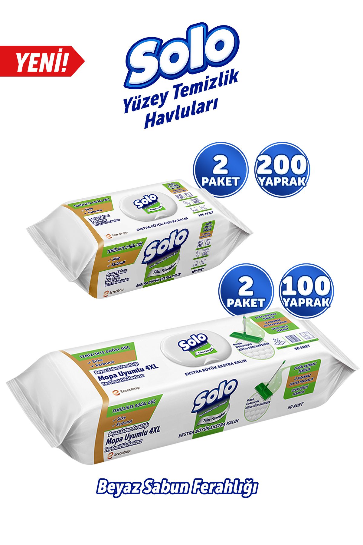 Solo Yüzey Temizleme Mendili Beyaz Sabun Set 4Lü (300 Yaprak)