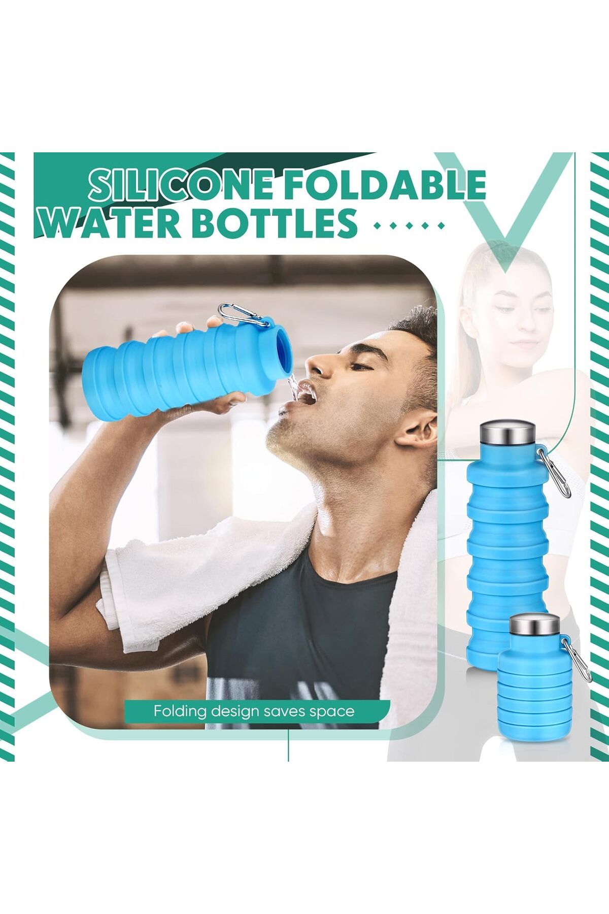 Generic-SWIUKPHE Collapsible Water Bottles for Travel 500ml Reusable Foldable Silicone Water Bottle with Po 5