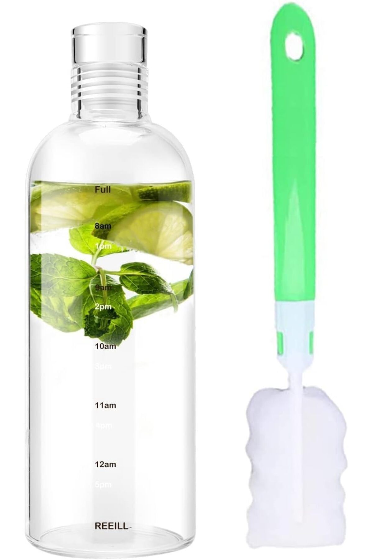 Generic-Water Bottles with Time Marker Reusable Clear Glass Drinking Bottles Suitable For Office Gym Outdoo 1