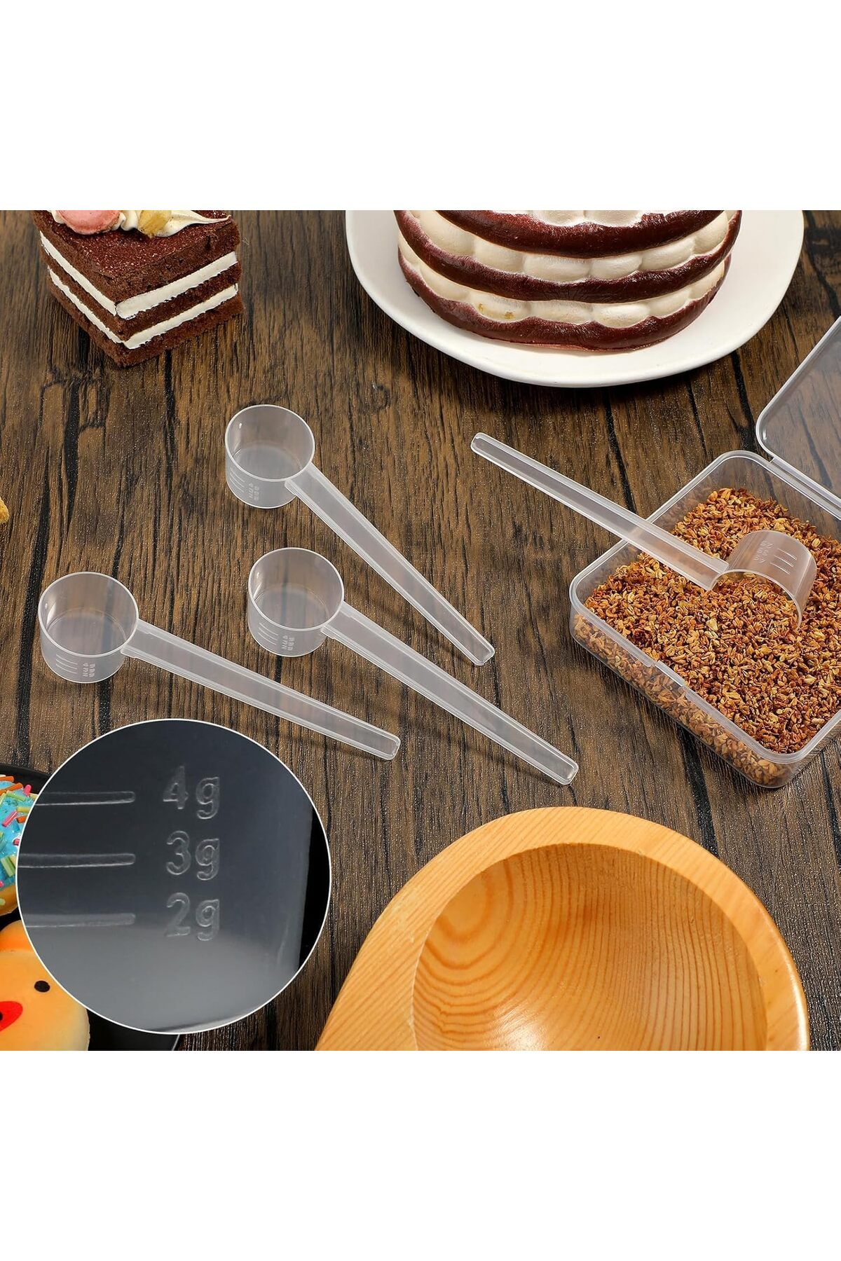 Generic-6 Pcs Measuring Spoons, 5 Gram Spoons with Scale 2 g, 3 g, 4 g, Tiny Scoop for Measuring Seasoning 6