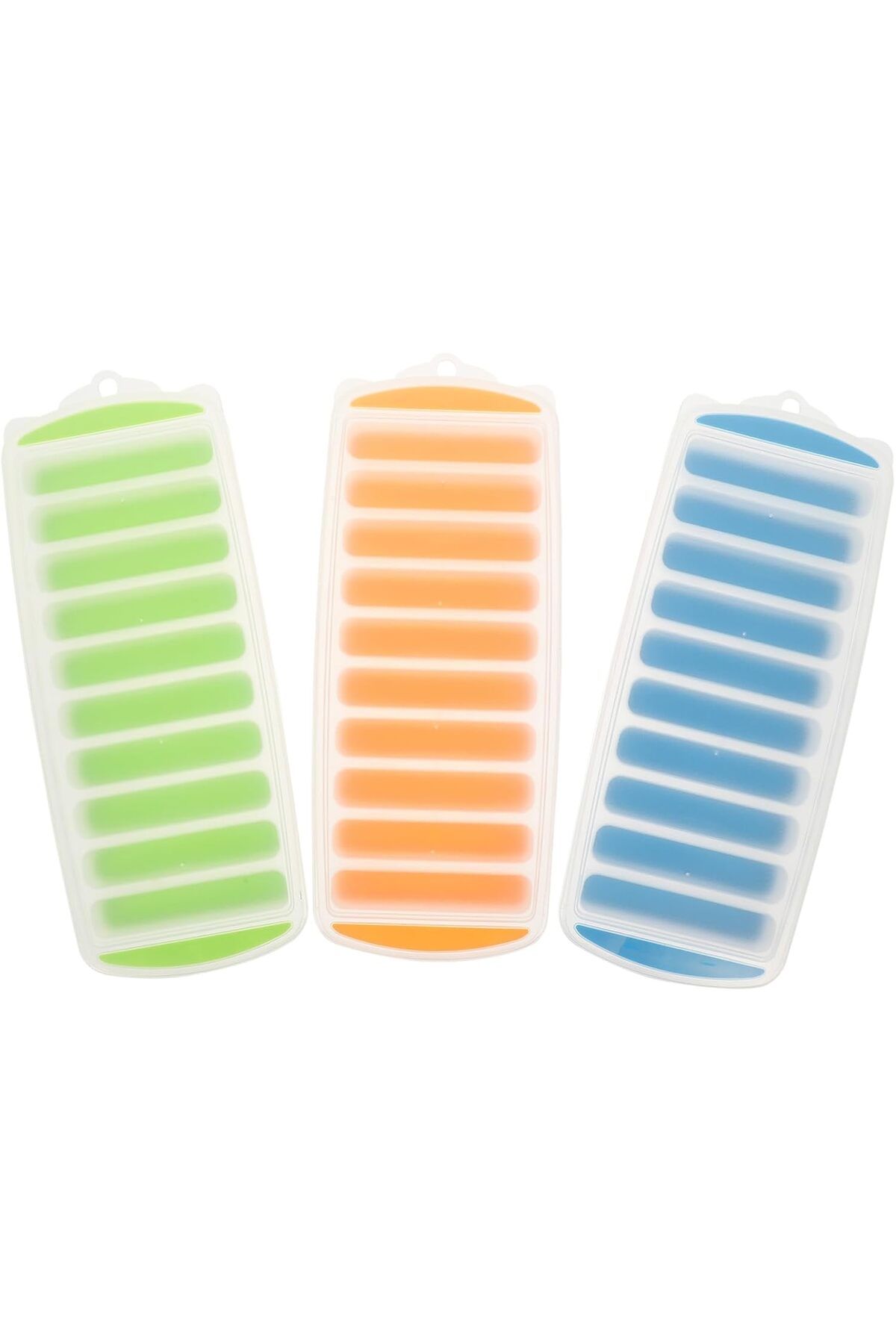 Generic-3Pcs Thin Silicone Ice Cube Tray with Lid, Ice Mold Bottle Thin Ice Tray with Lid for Freezer Ice C 1