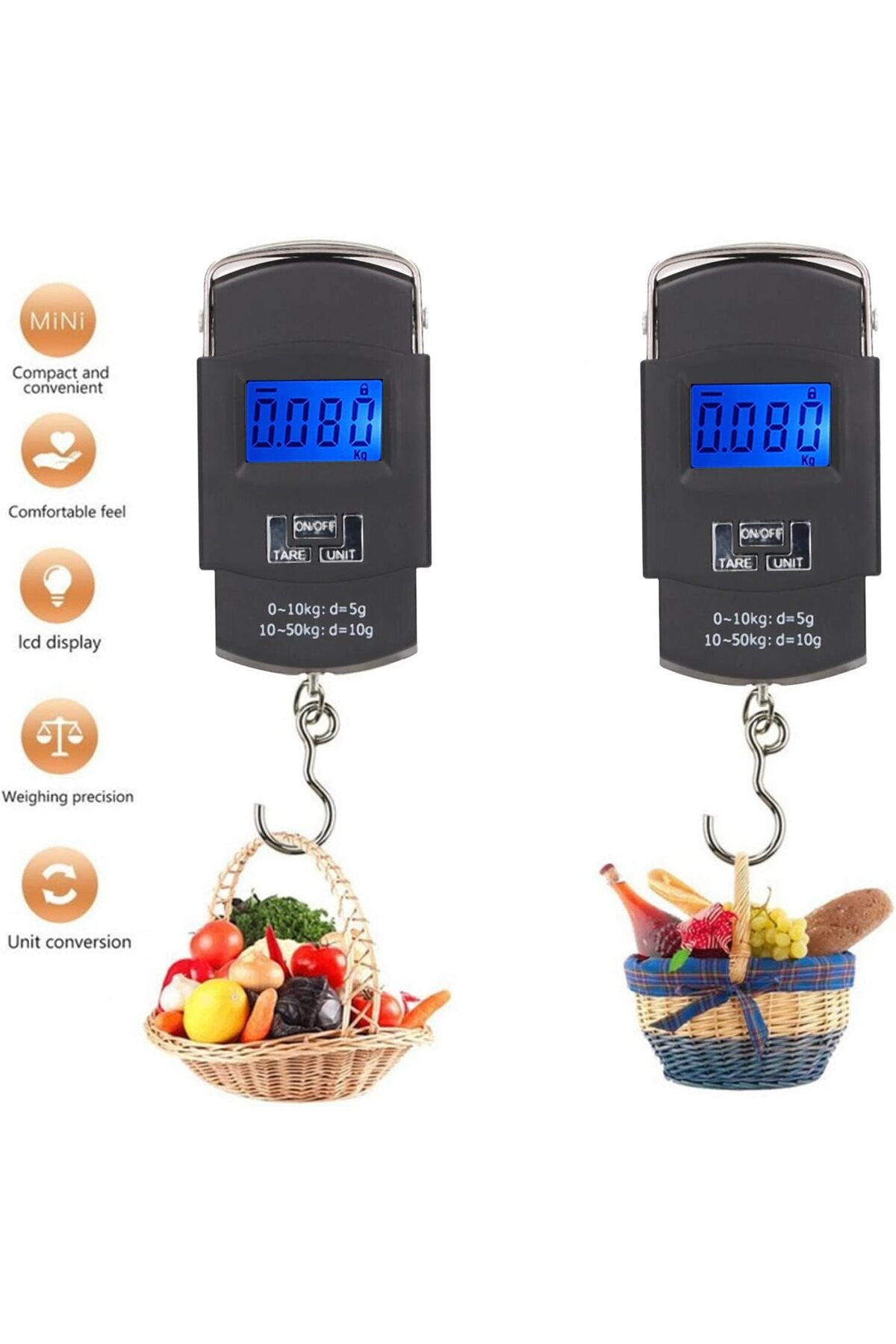 خطاف وزن Winsilt، ميزان أمتعة مزود ببطارية وقراءة تلقائية، 50 كجم، أمتعة إلكترونية رقمية