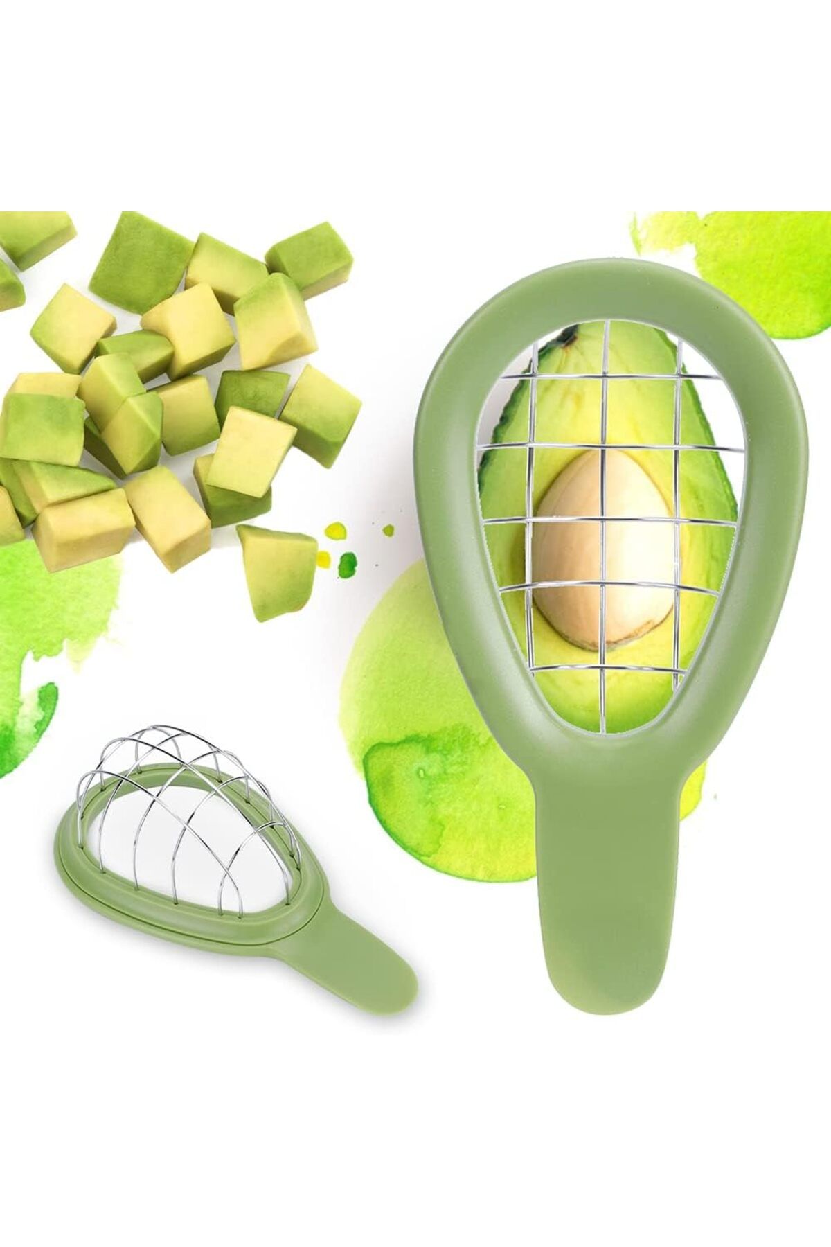 Generic-Oasisgalore 2pcs Avocado Cut Avocado Cuber Egg Separator Slicer Fruit Slicer Melon Cutter Avocado P 2
