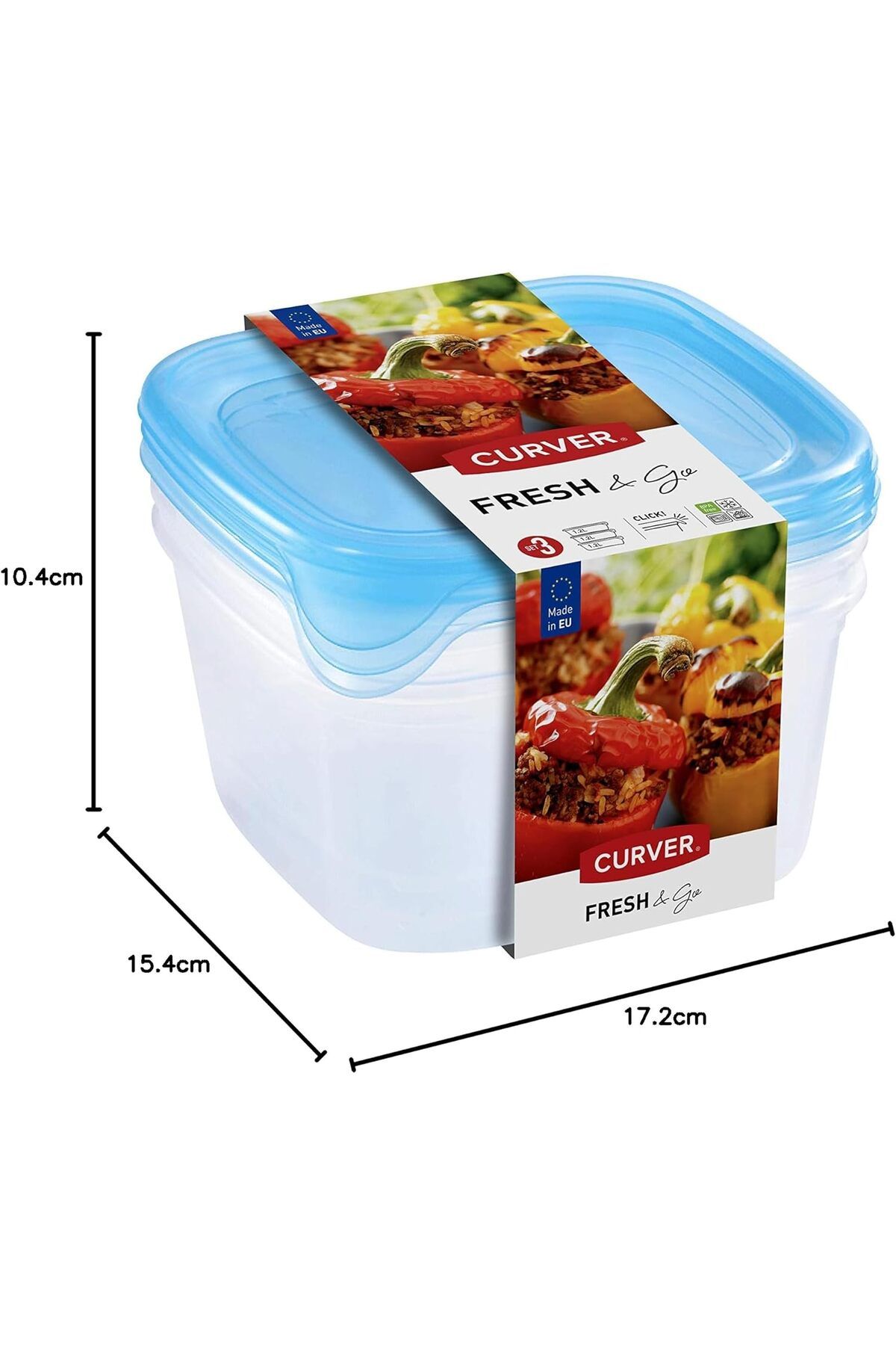 Generic-كيرفر، تخزين الطعام، طازج وسريع، مجموعة من 3 قطع، مع غطاء، 1.2 لتر 2