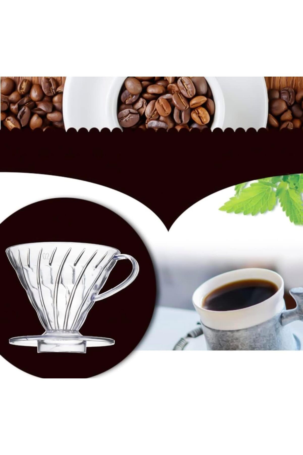 Generic-Specialty Coffee Machine Filter and Drip Funnel V60 Drip Filter Pot Size 02 6