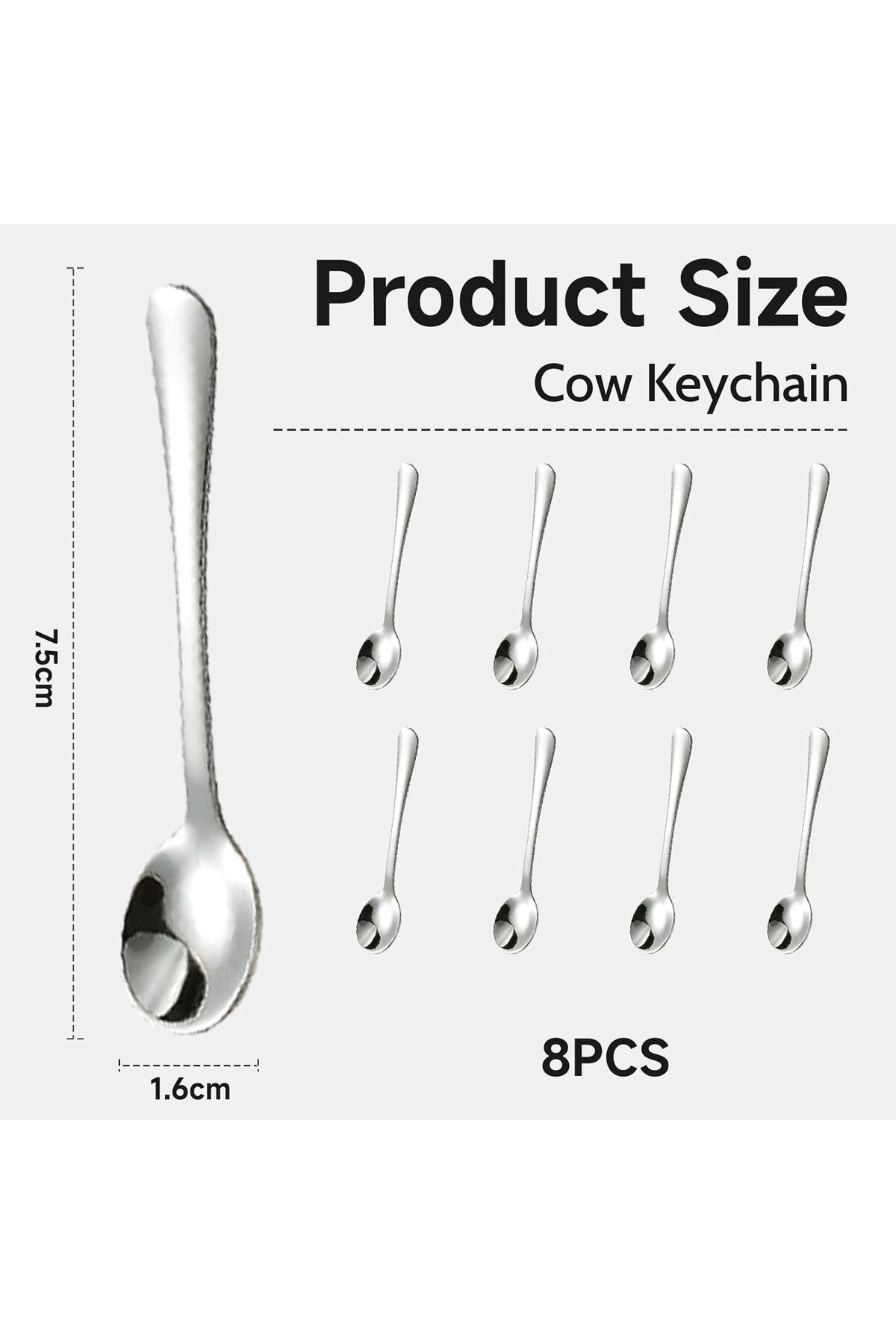 Generic-GlamRays Pack of 8 Tiny Stainless Steel Spoons for Spice Jars, Mini Size 7.5 cm, Cute Small Stainle 2
