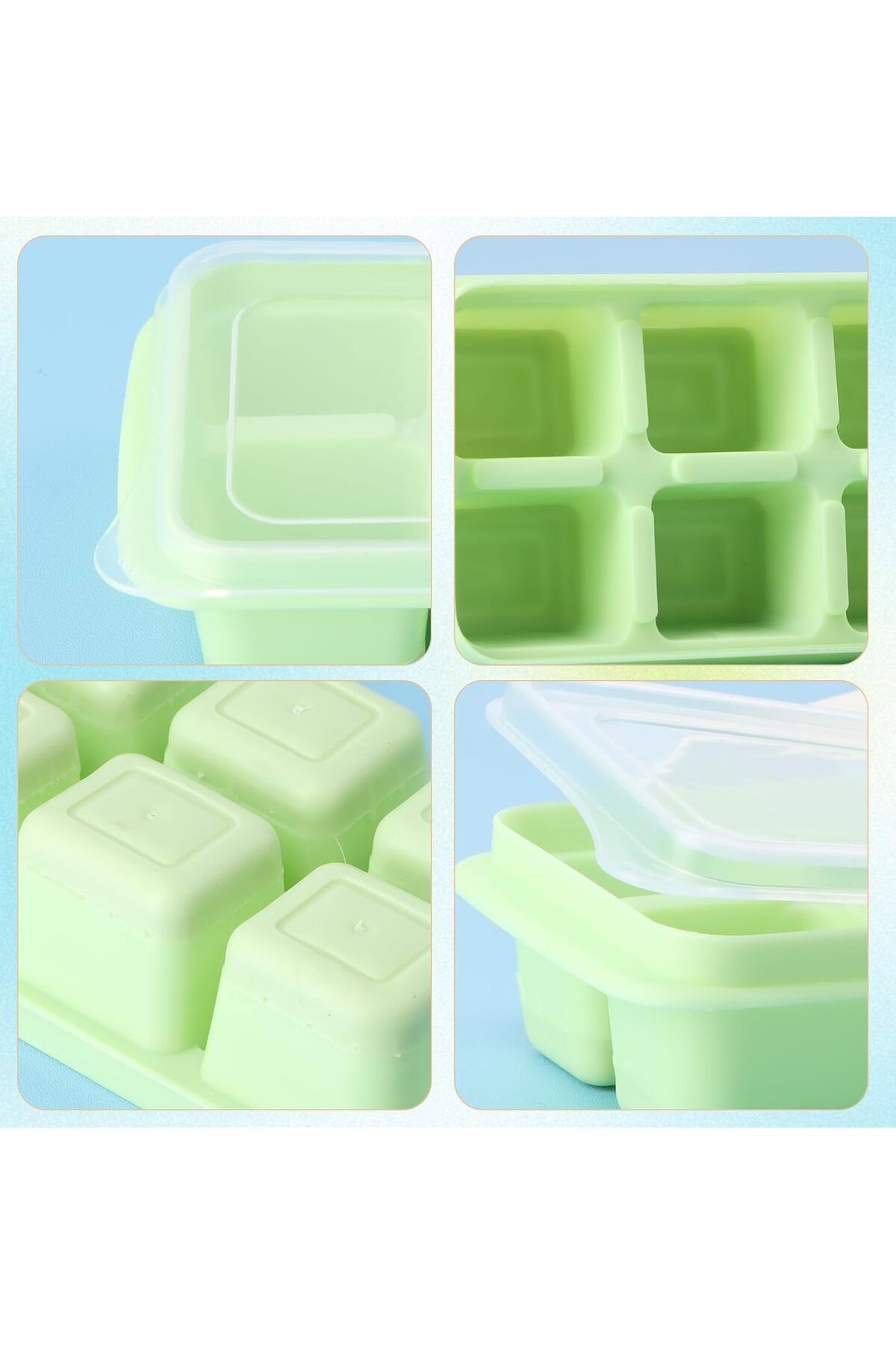 Generic-قوالب مكعبات الثلج، 3 قطع، قالب مكعبات ثلج مربع من السيليكون، صينية مكعبات ثلج سهلة الفك، قابلة لإعادة الاستخدام 3