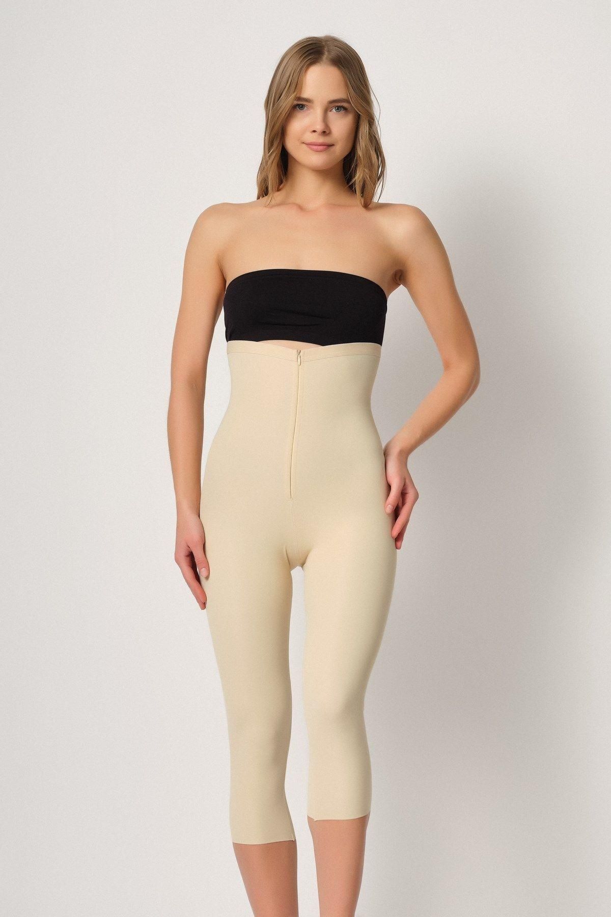 Moon wear Ten Mı Emay 2868 Fermuarlı Kapri Tayt Lazer Korse