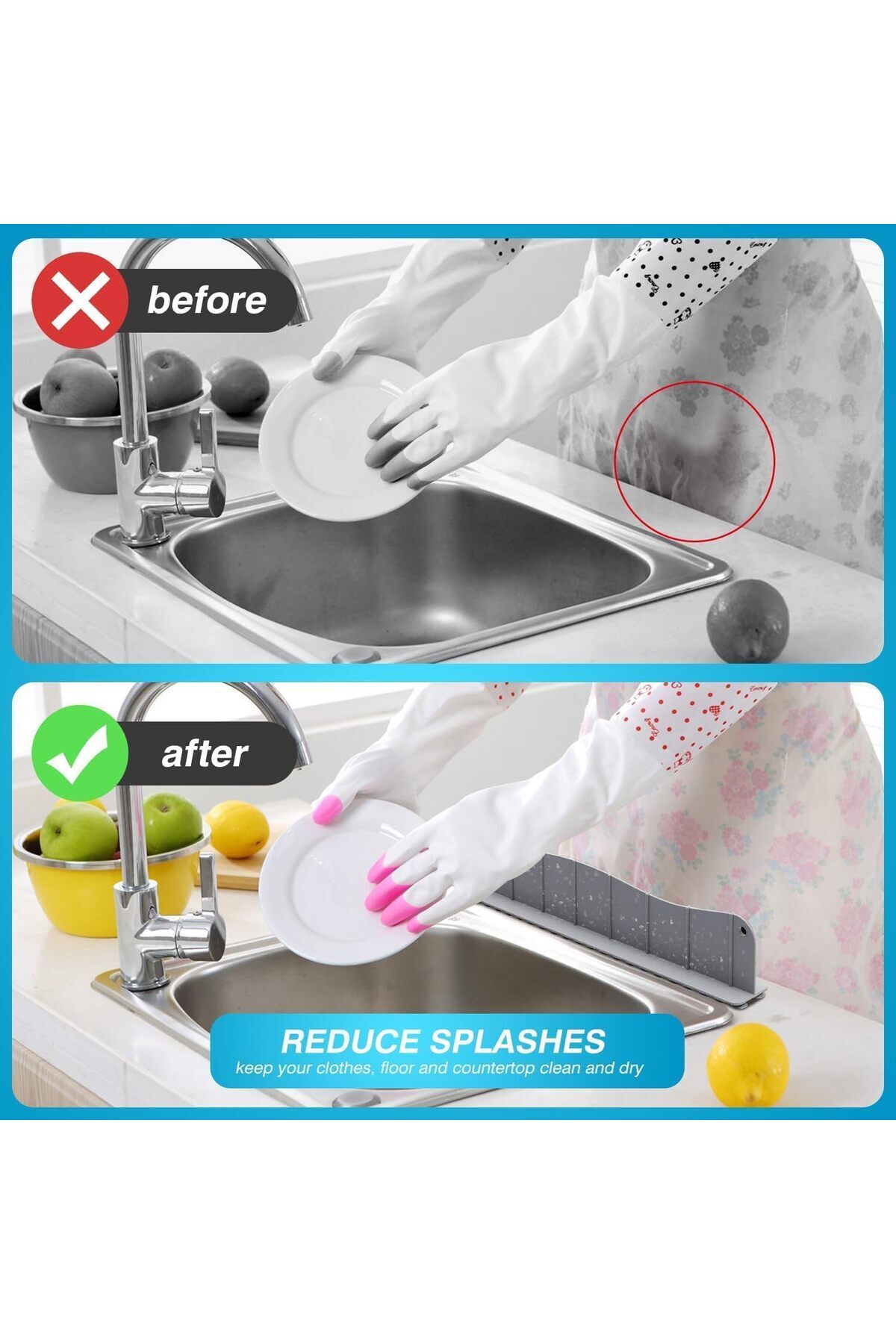 Generic-Silicone Sink Splash Guard,Water Splash Guard for Kitchen Suction Sink Splash Guard,Non-Slip Suctio 5