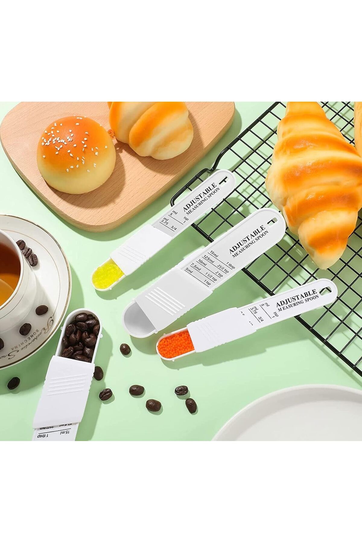 Generic-مجموعة ملاعق القياس من خزنة، 6 ملاعق قياس قابلة للتعديل، كمية قابلة للتعديل مع 5 أحجام مختلفة 2
