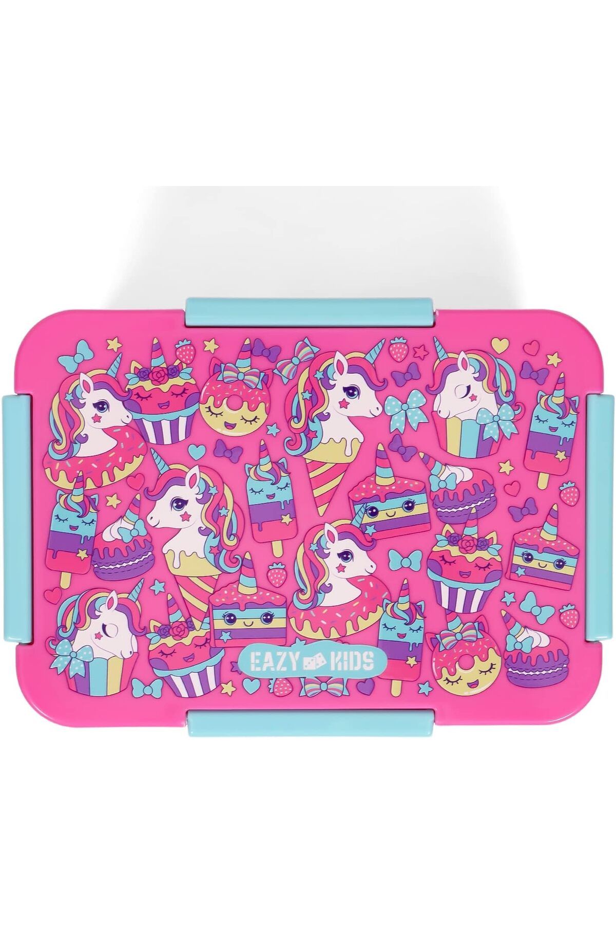 Generic-Eazy Kids 1/2/3/4 Compartment Convertible Bento Lunch Box Unicorn Desert - Pink 850ml 7