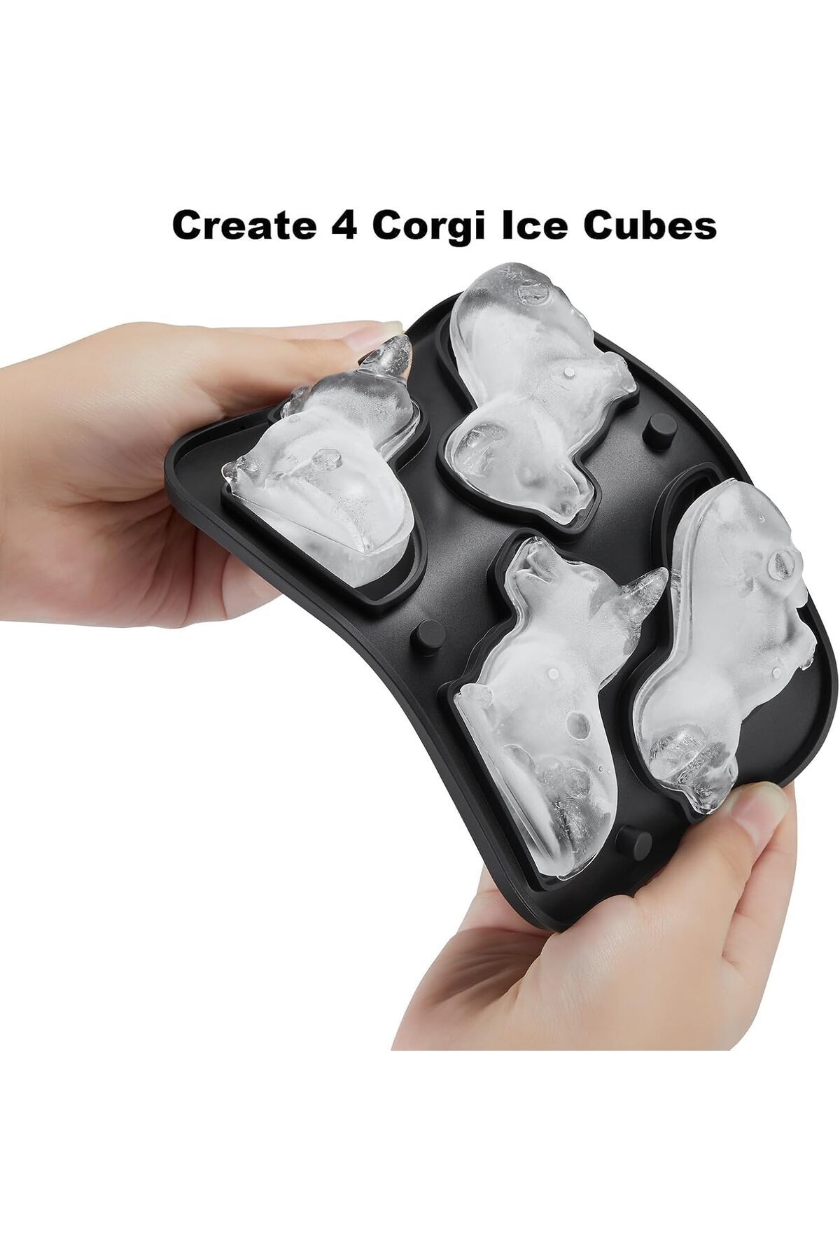 Generic-Aputue Ice Cube Tray, Silicone Novelty Ice Molds for Freezer, Fun Shapes 3D Corgi Dog Ice Cube Tray 3