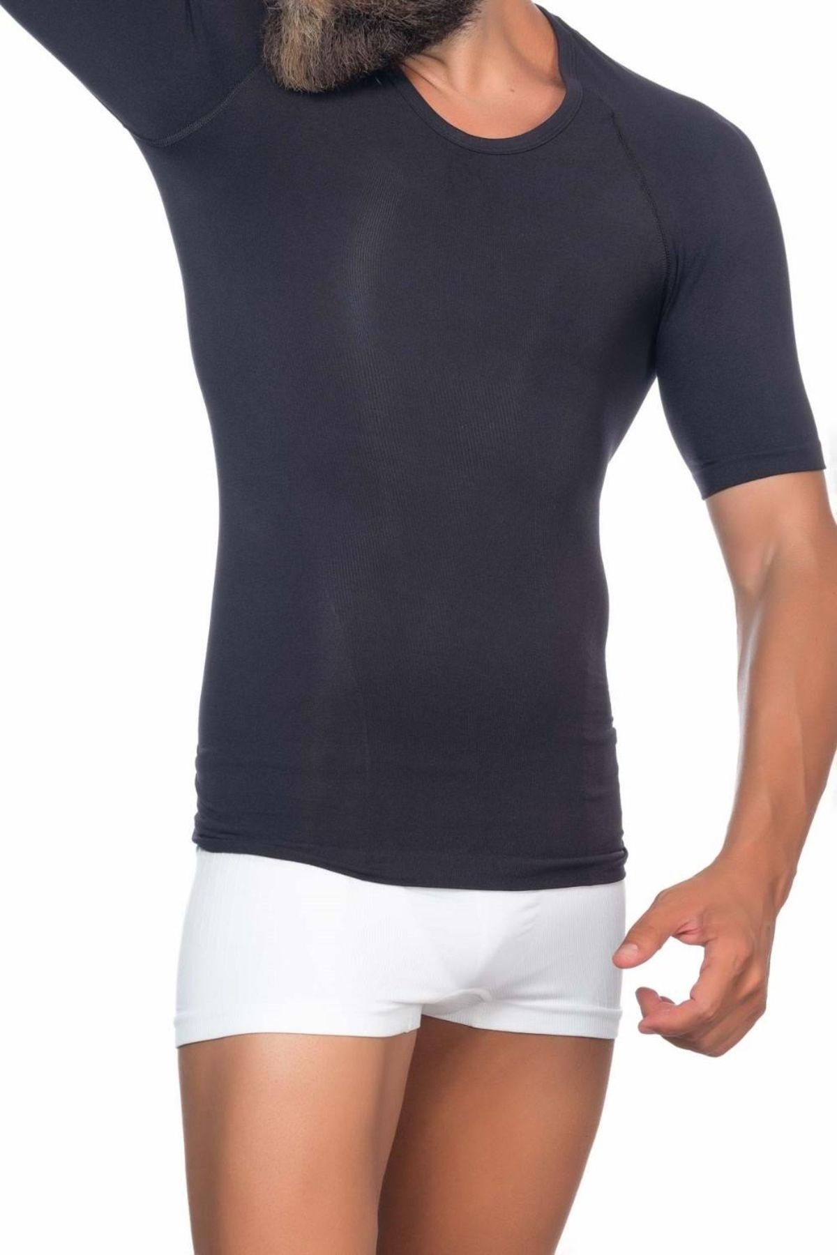 Moon wear Siyah Mı Emay E1010 Yarım Kol Erkek Korse Atlet