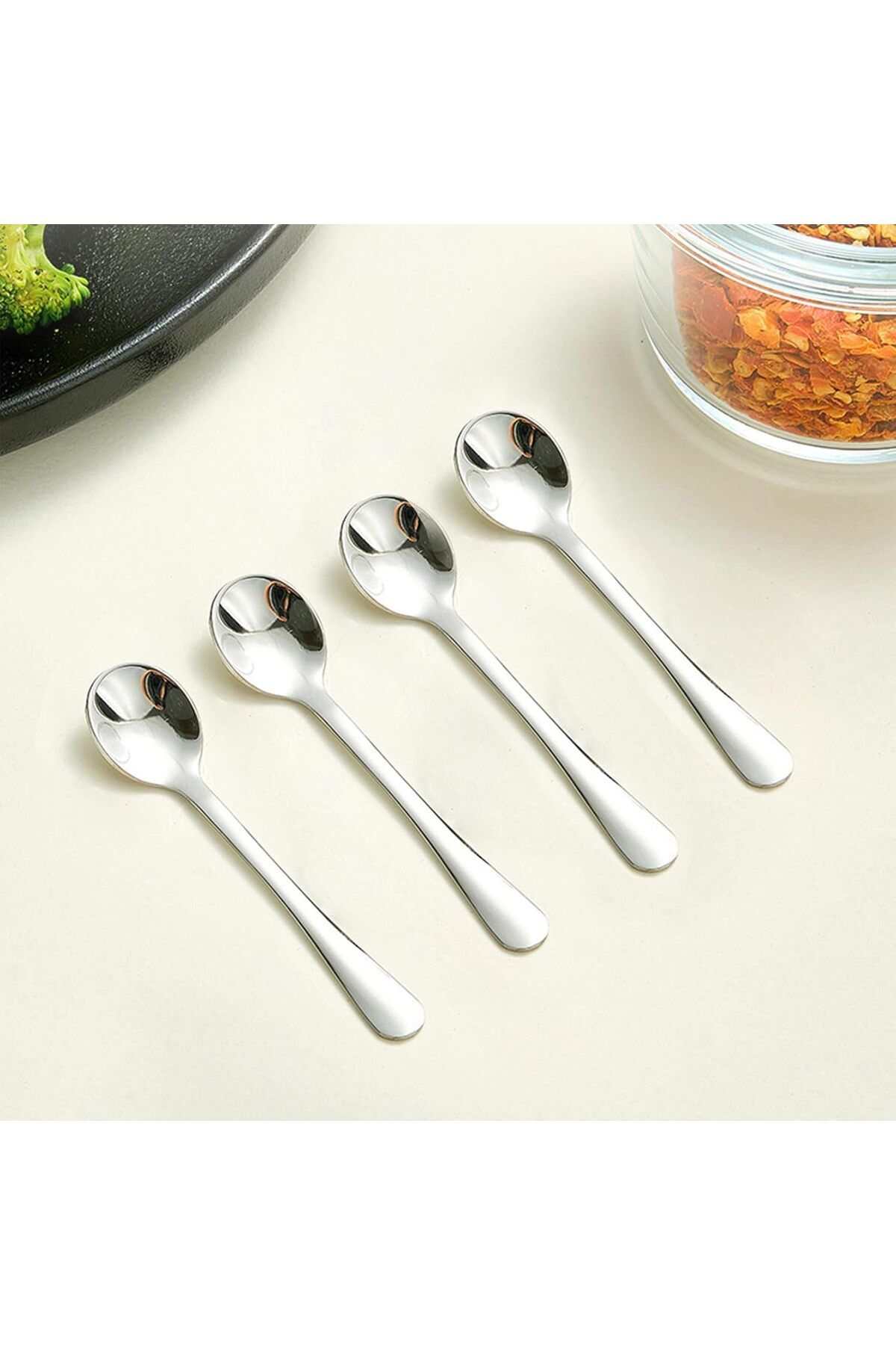 Generic-GlamRays Pack of 8 Tiny Stainless Steel Spoons for Spice Jars, Mini Size 7.5 cm, Cute Small Stainle 5