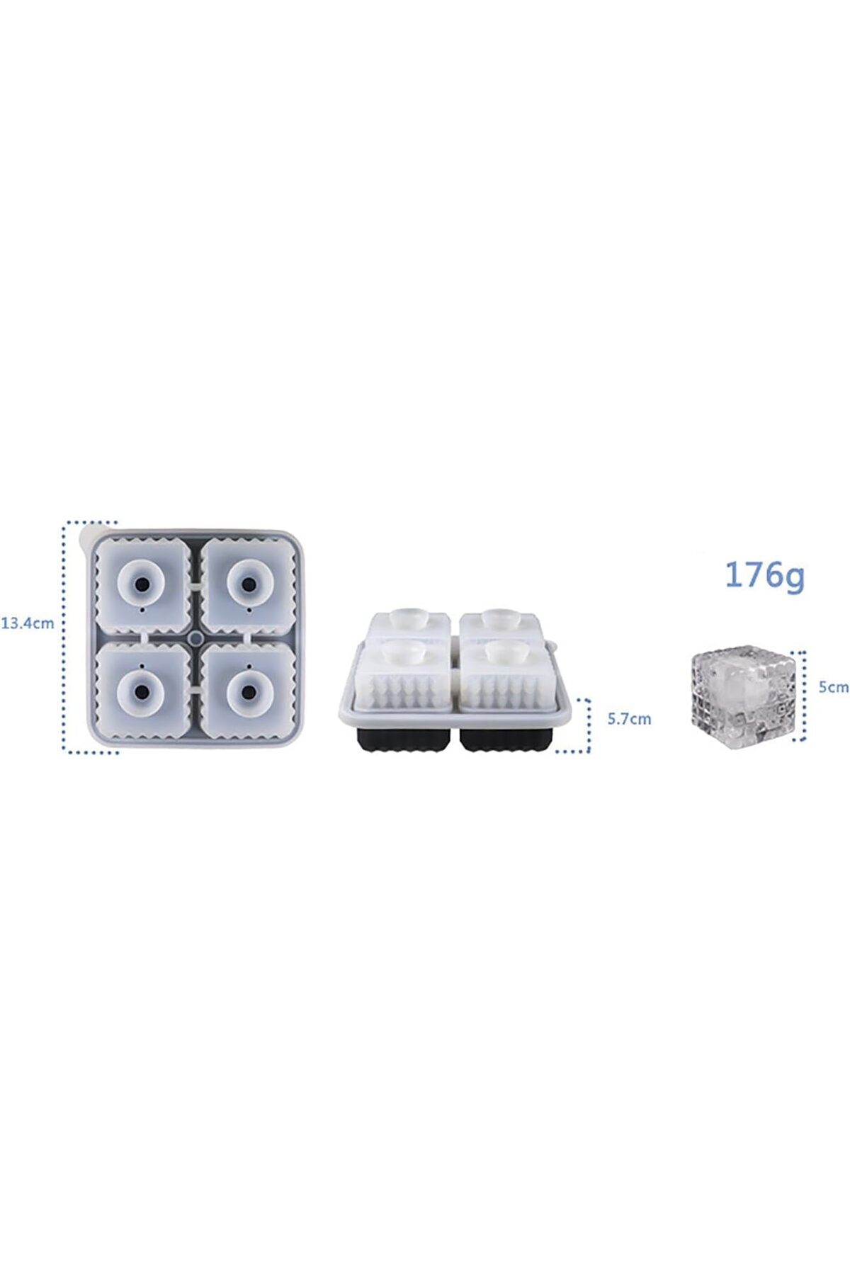 Generic-Tazweeq Ice Cube Mold, 3D Square Ice Cube Tray, Ice Cube Mold For Cocktails, Whiskey, 4 Hole Shapes 2
