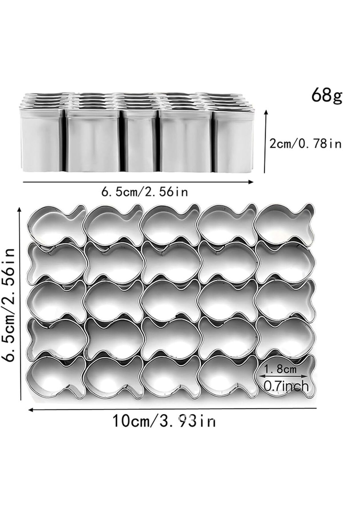 Generic-ALMEKAQUZ Gold Fish Cracker Cutter, Biscuit Cutters for Baking with 25 Grids, Mini Tiny Goldfish Co 2