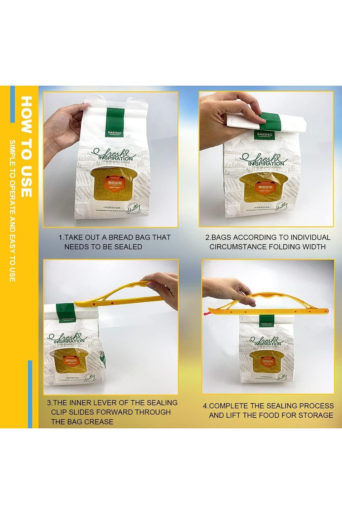 Generic-6 قطع من مشابك أكياس الطعام من Excefore، مشابك إغلاق محمولة بمقبض، مشابك أكياس طعام متينة، مناسبة لـ 4
