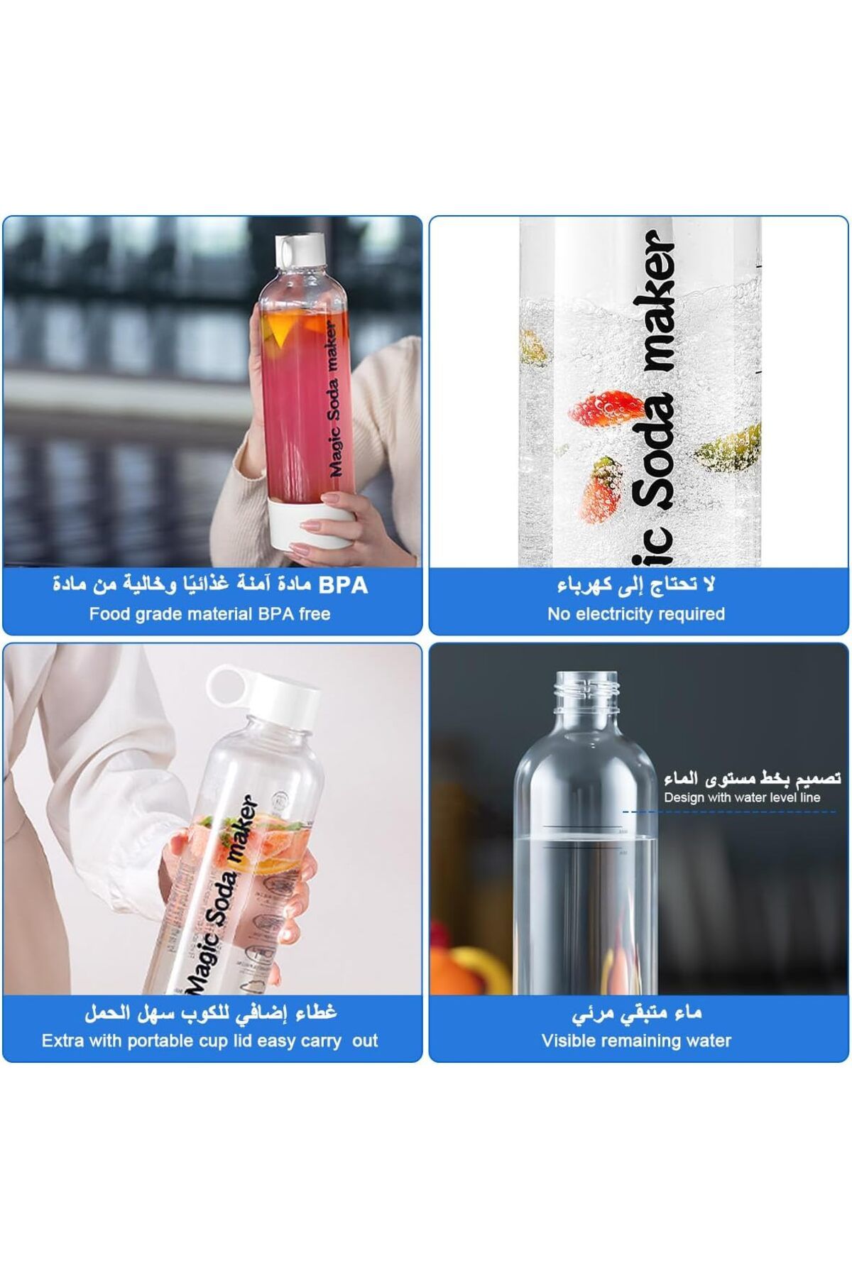 Generic-جهاز صنع الصودا من جلوكلوز، جهاز صنع المياه الغازية يُحوّل أي مشروب إلى غازي دون تخفيفه، محمول، يُصنع يدويًا 3