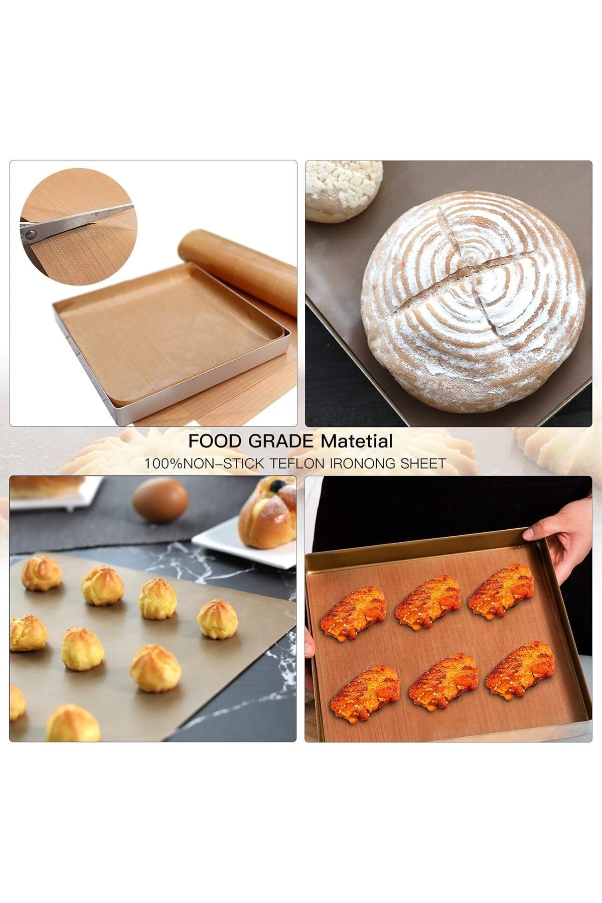 Generic-Non-Stick Teflon Sheets – Set of 3 Reusable, Heat-Resistant, and Washable Baking Mats for Cooking, 7