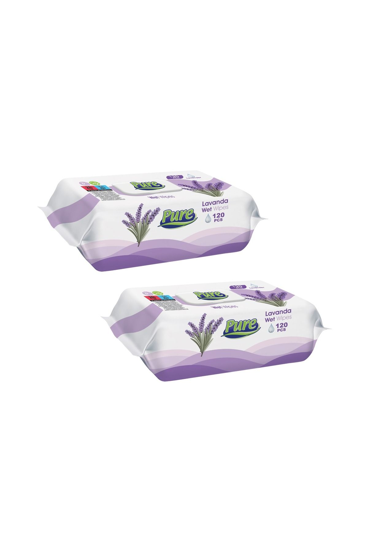 Pure Set Servetele Umede Pure, 2 Pachete X 120 Buc, Lavanda - One Size