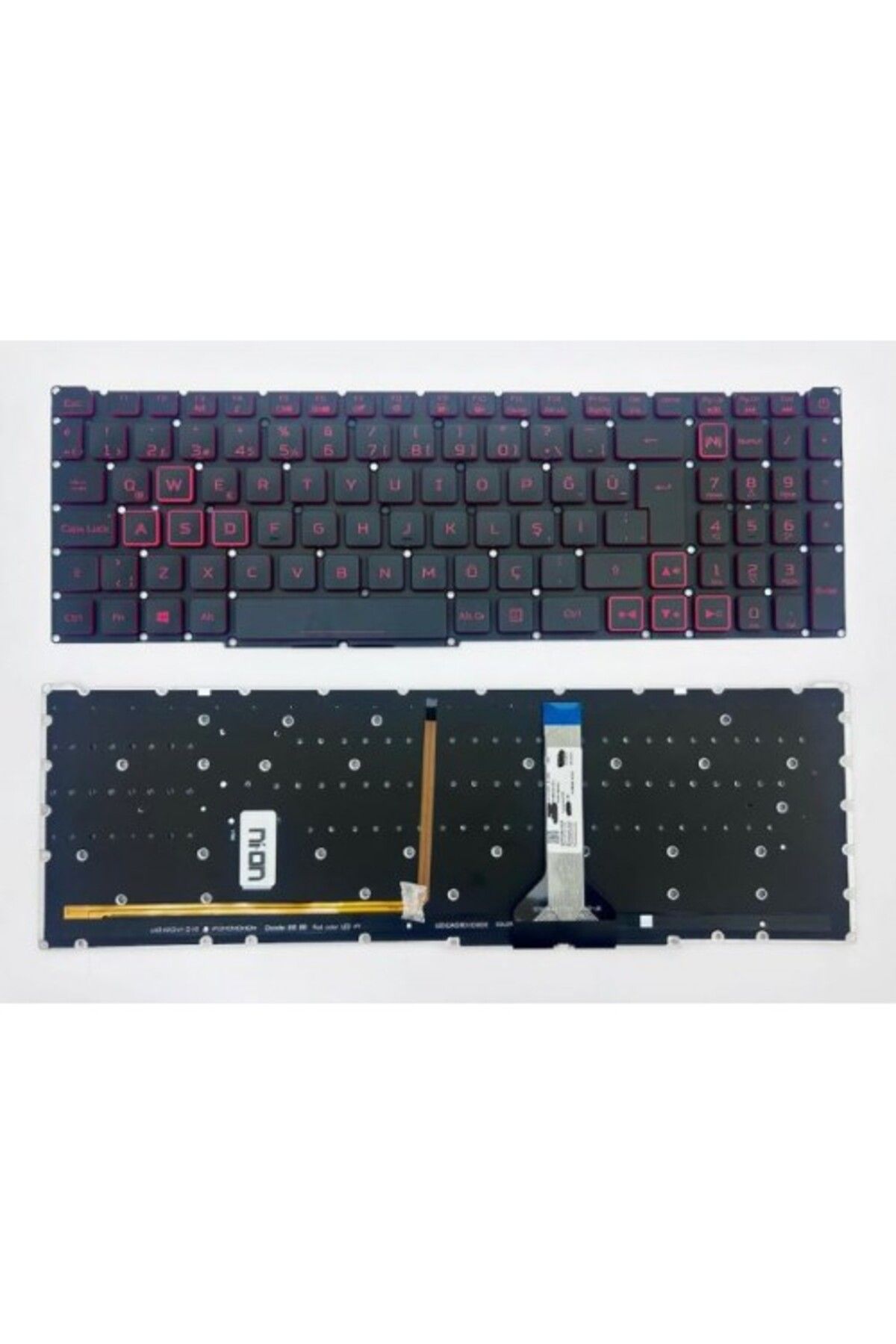 NION Acer Nitro 5 AN515-45 uyumlu Notebook Klavye (Siyah Aydınlatmalı Tip 1 TR)