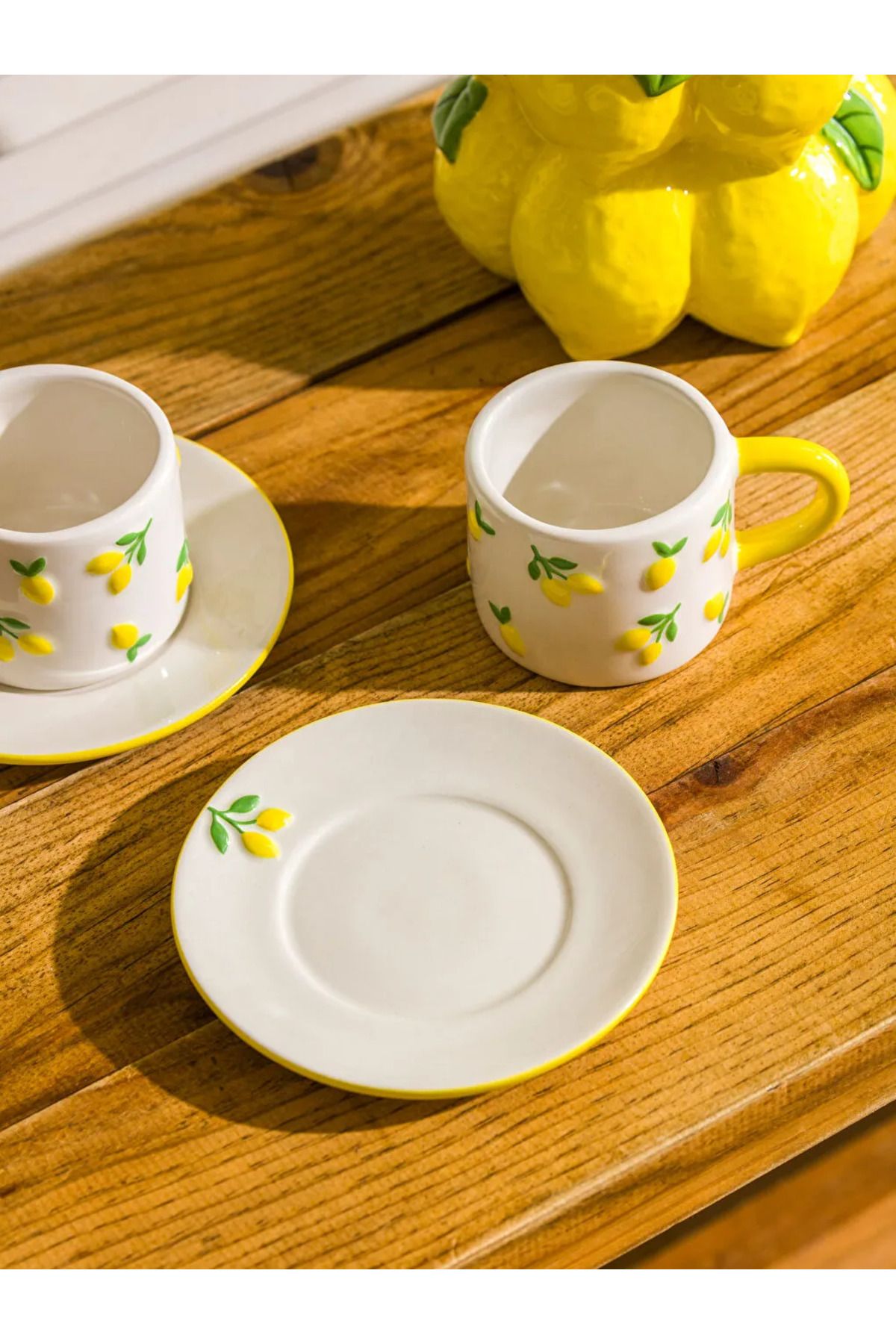 LC Waikiki-Lcw Home Yellow Lemon Printed 2-Person Ceramic Coffee Cup Set 100 ml 3