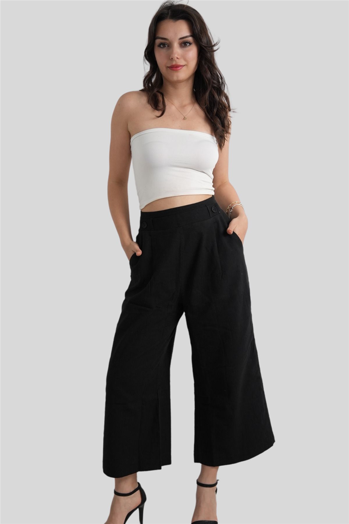 Miss Boheme Siyah Düğme Detaylı Pantolon