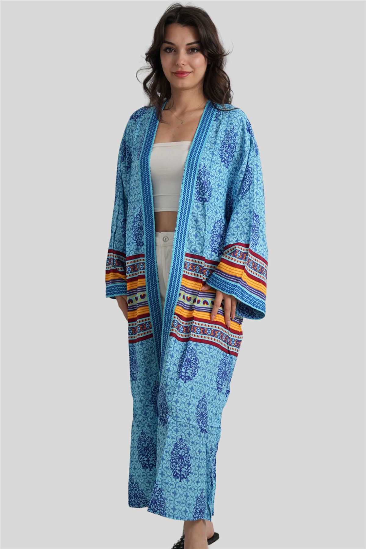 Miss Boheme Mavi Desenli Kaftan