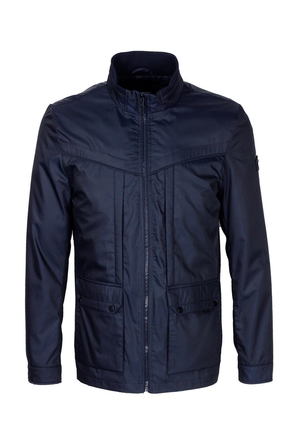 Ncs Jeans Erkek Baharlık Mont Lacivert Dik Yaka Rüzgar Ve Su Itici Slim Fit Mevsimlik NCS JEANS 4502