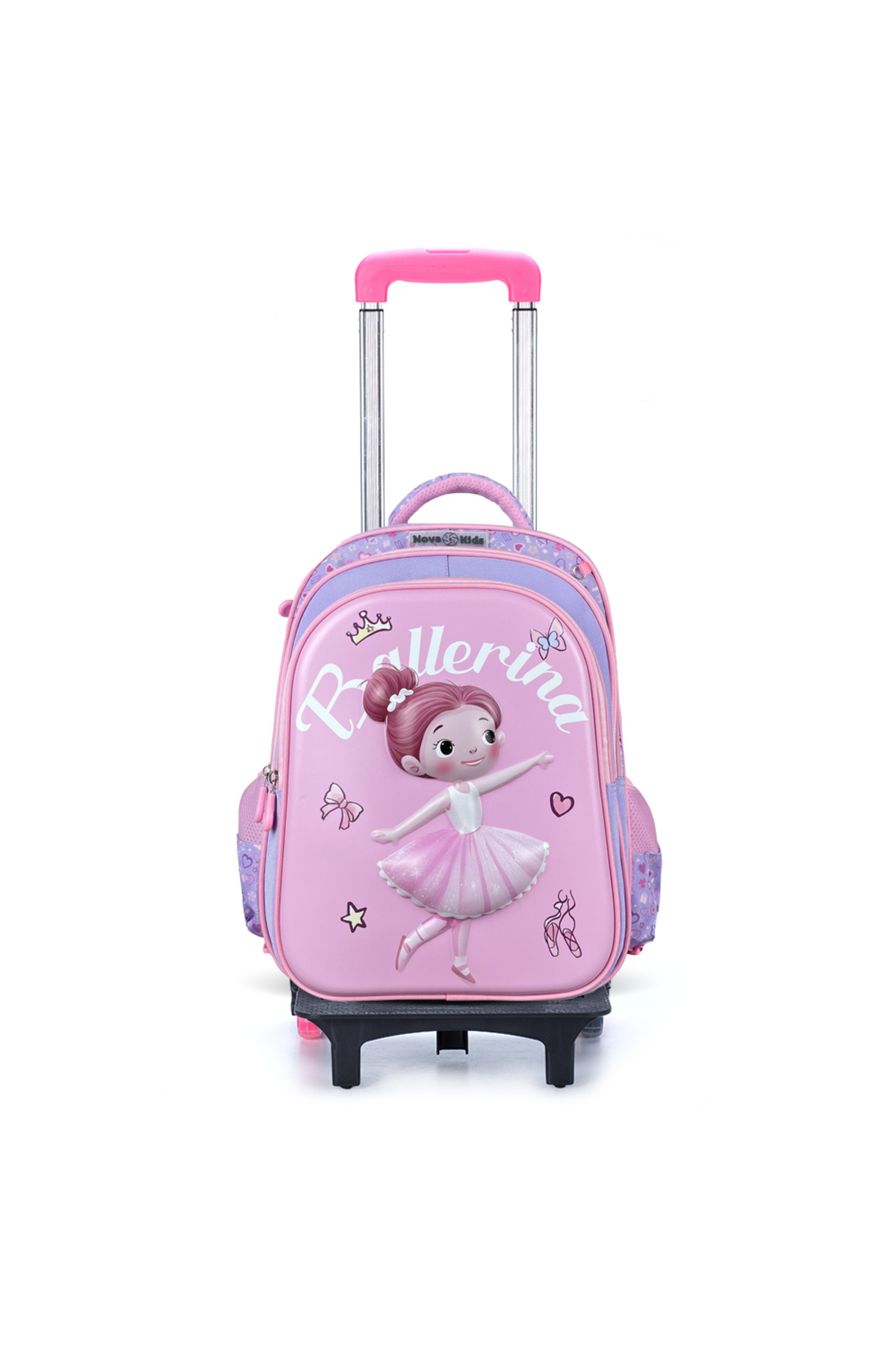 NovaKids 3D School Bag w/ Trolley - Ballerina Pink, 16.5"