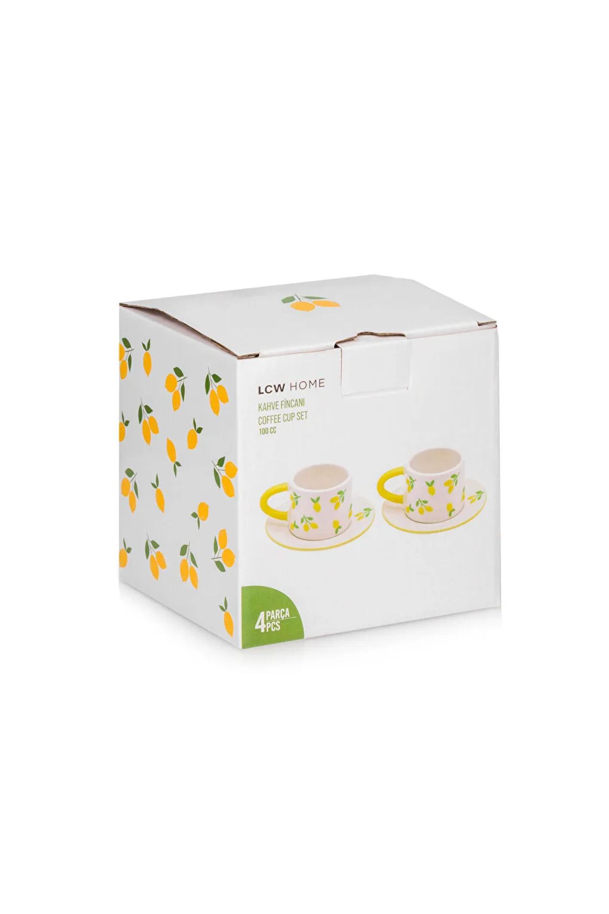 LC Waikiki-Lcw Home Yellow Lemon Printed 2-Person Ceramic Coffee Cup Set 100 ml 4