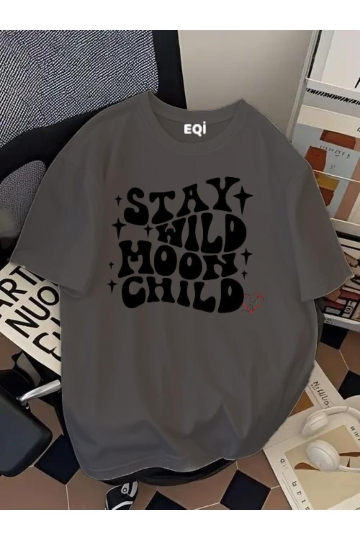 EQİ Stay Wild Moon Child Baskılı Oversize T-Shirt