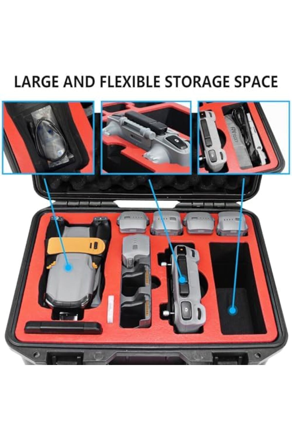 Cesiro-FPVtosky Dual Layer Hard Case for DJI Air 3 Drone/Fly More Combo, Large Waterproof Case 4