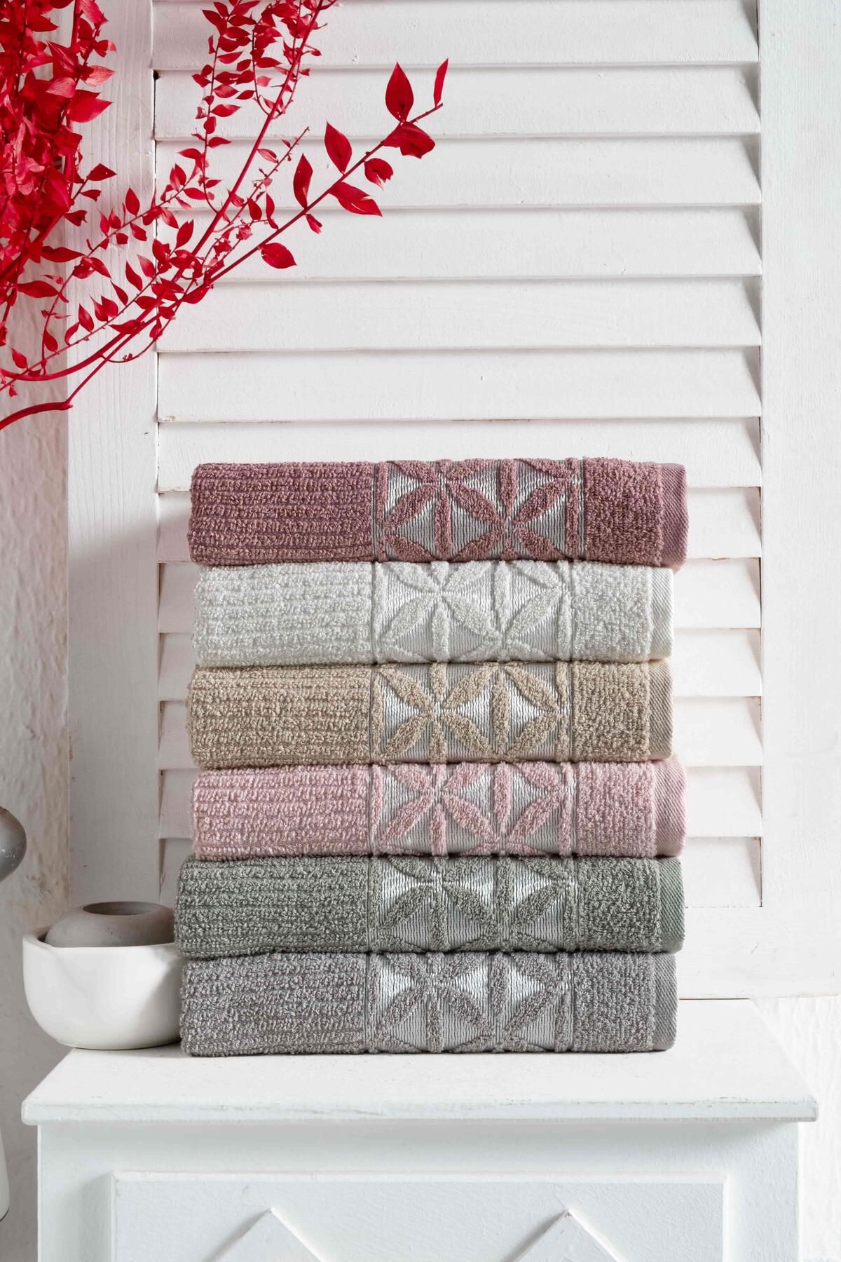 OYALI HOME COLLECTION |Doku| 6'lı Antibakteriyel El-Yüz Havlusu 50x90
