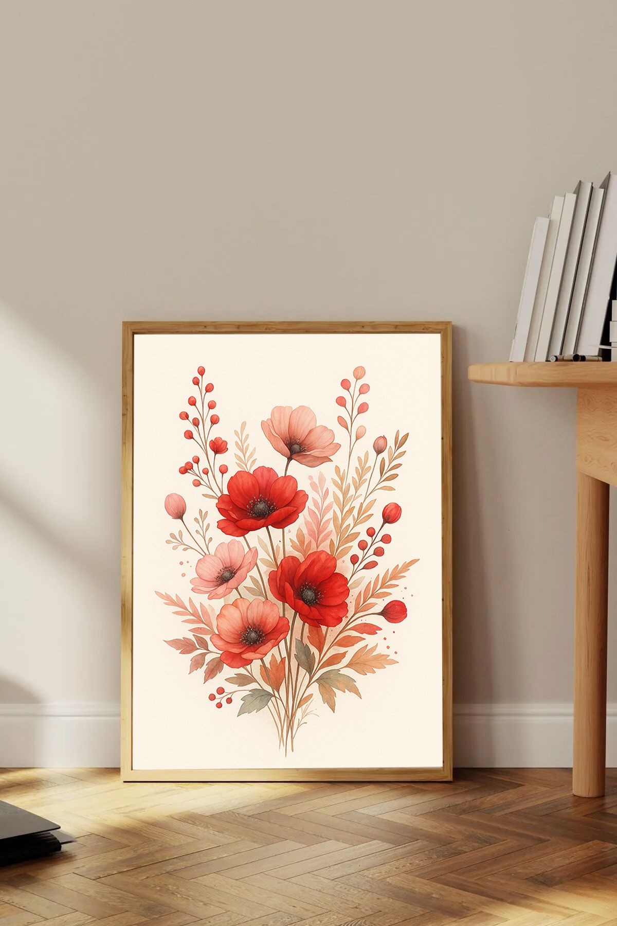 Dekorsiahome Tek Parça Ahşap Çerçeveli Oturma Odası Salon Mutfak Tablo TK0658