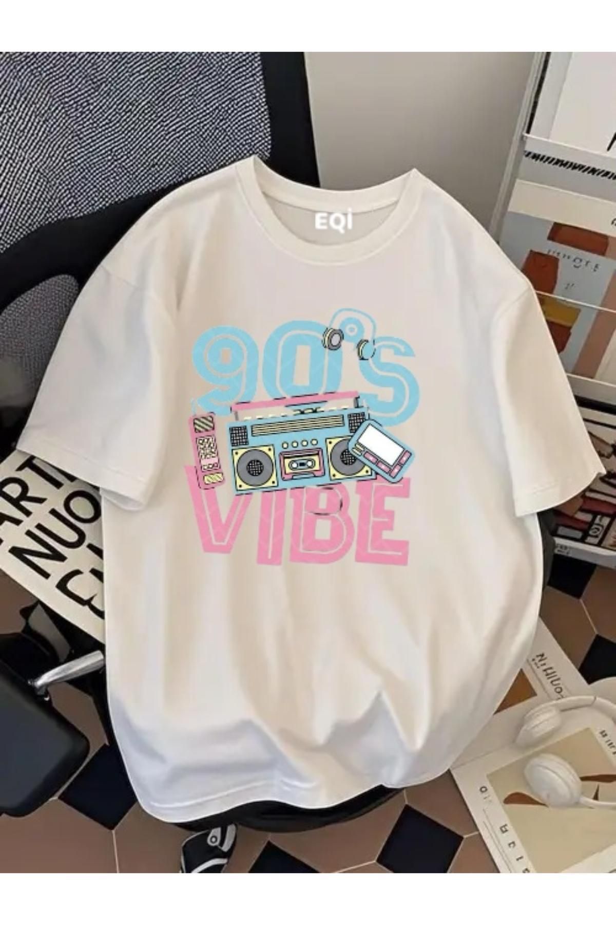 EQİ 90's Vibe Baskılı Oversize T-Shirt