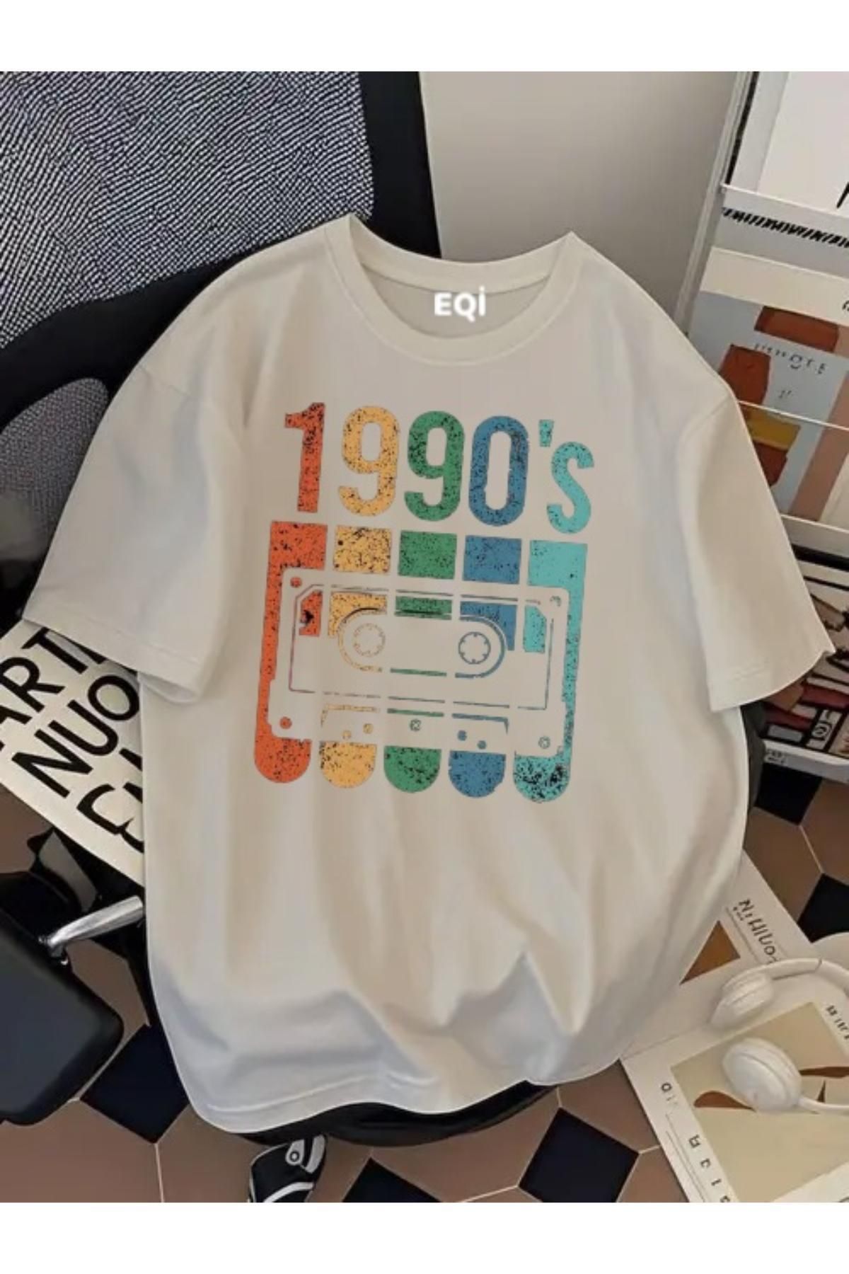 EQİ 1990's Kaset Baskılı Oversize T-Shirt