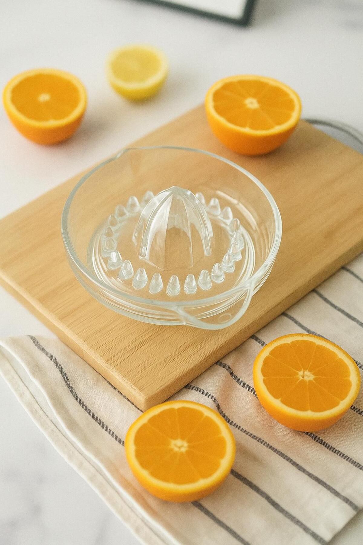 Mu Art Ahşap Akrilik Şeffaf Narenciye Limon & Portakal Sıkacağı Pratik Portakal Sıkacağı