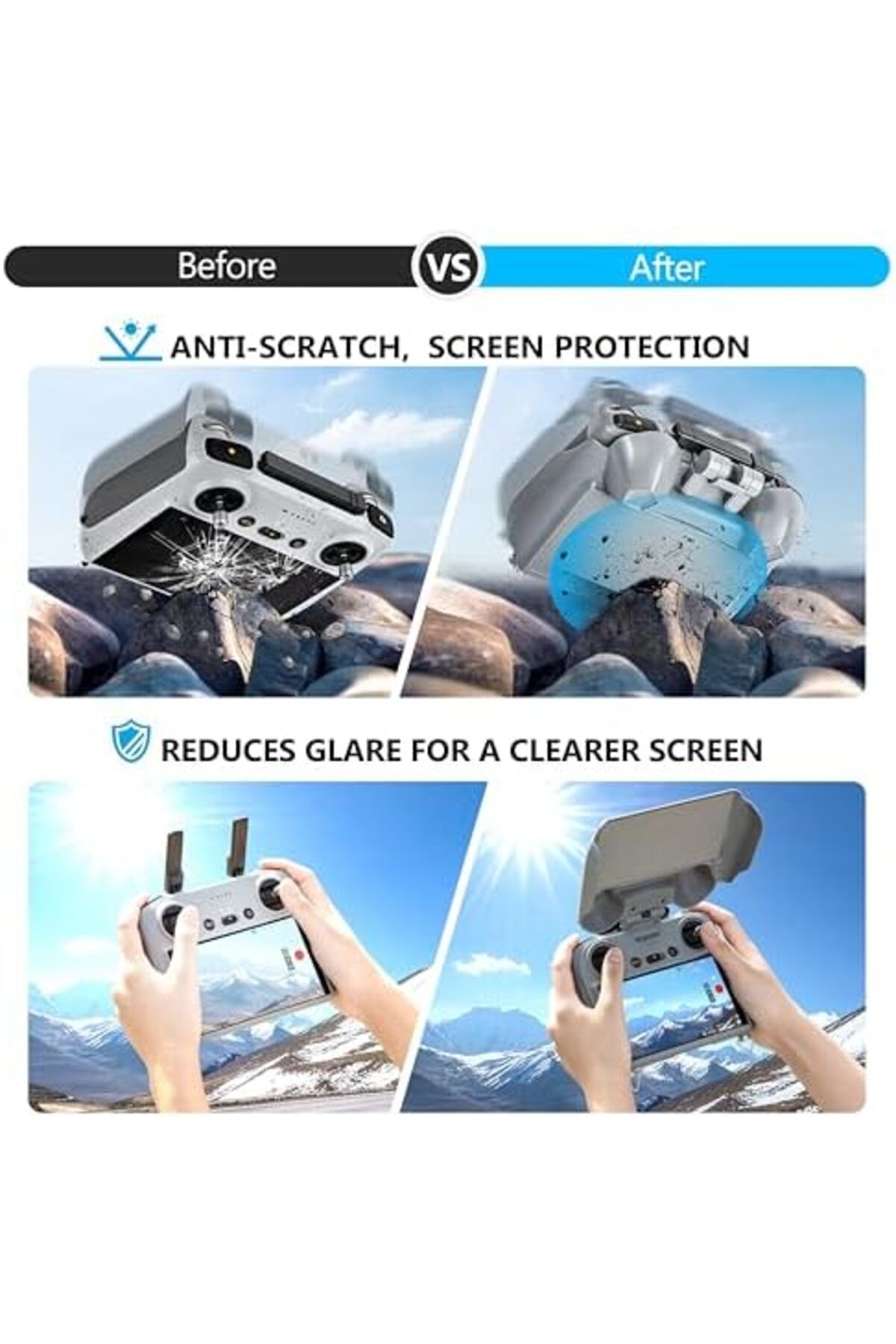Cesiro-Capota solară STARTRC Mini 4 Pro pentru controler DJI RC 2, Joystick-uri de umbrelă 3-în-1 Protector 2