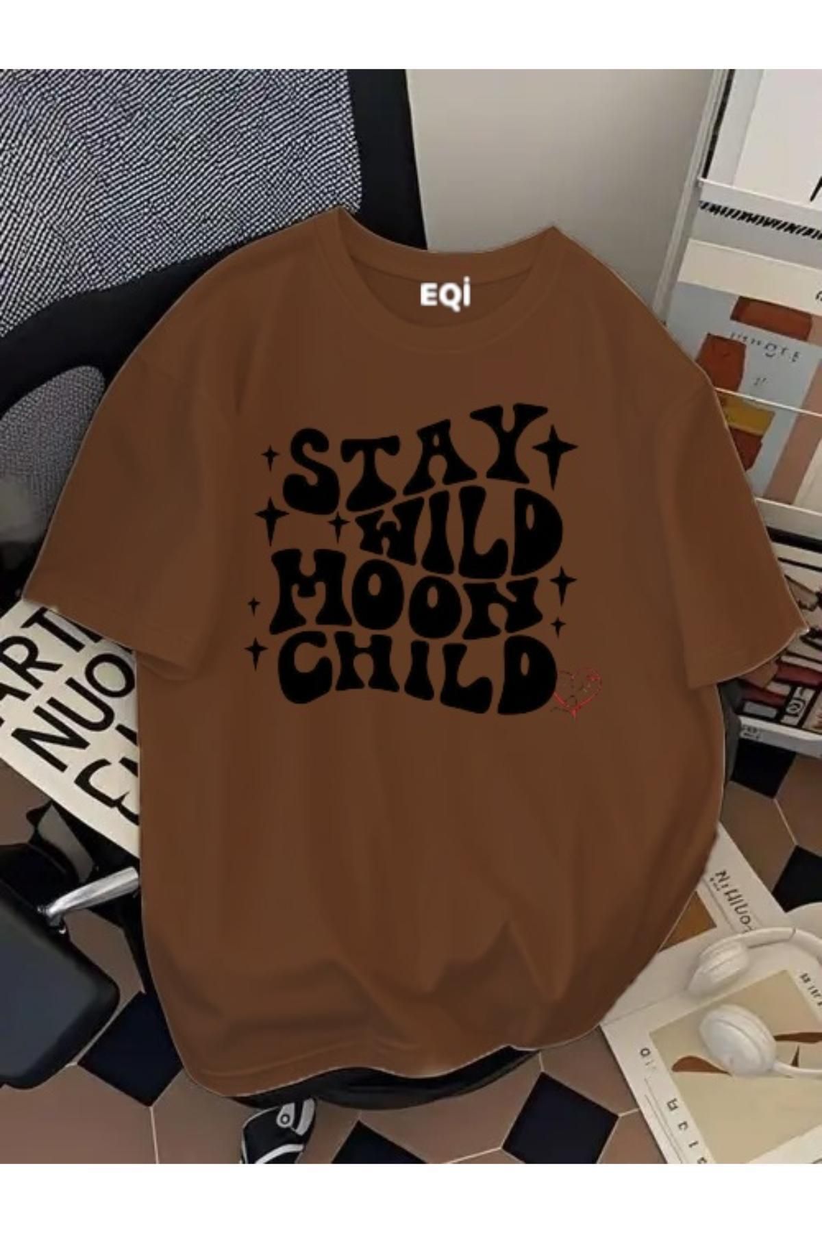 EQİ Stay Wild Moon Child Baskılı Oversize T-Shirt