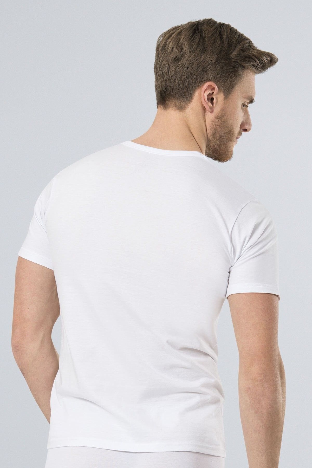 TÜREN-Men's 2-Piece Combed Cotton Crew Neck (Light) Undershirt 4