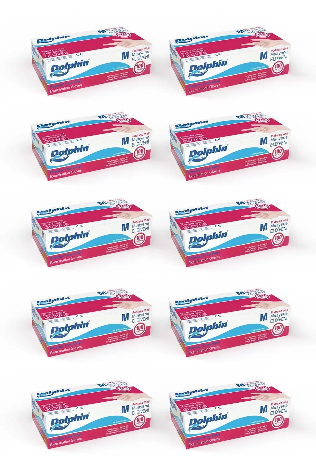 alsepeteavm Dolphin Beyaz Vinil Eldiveni Pudrasız M 100 Adet X 10 Paket