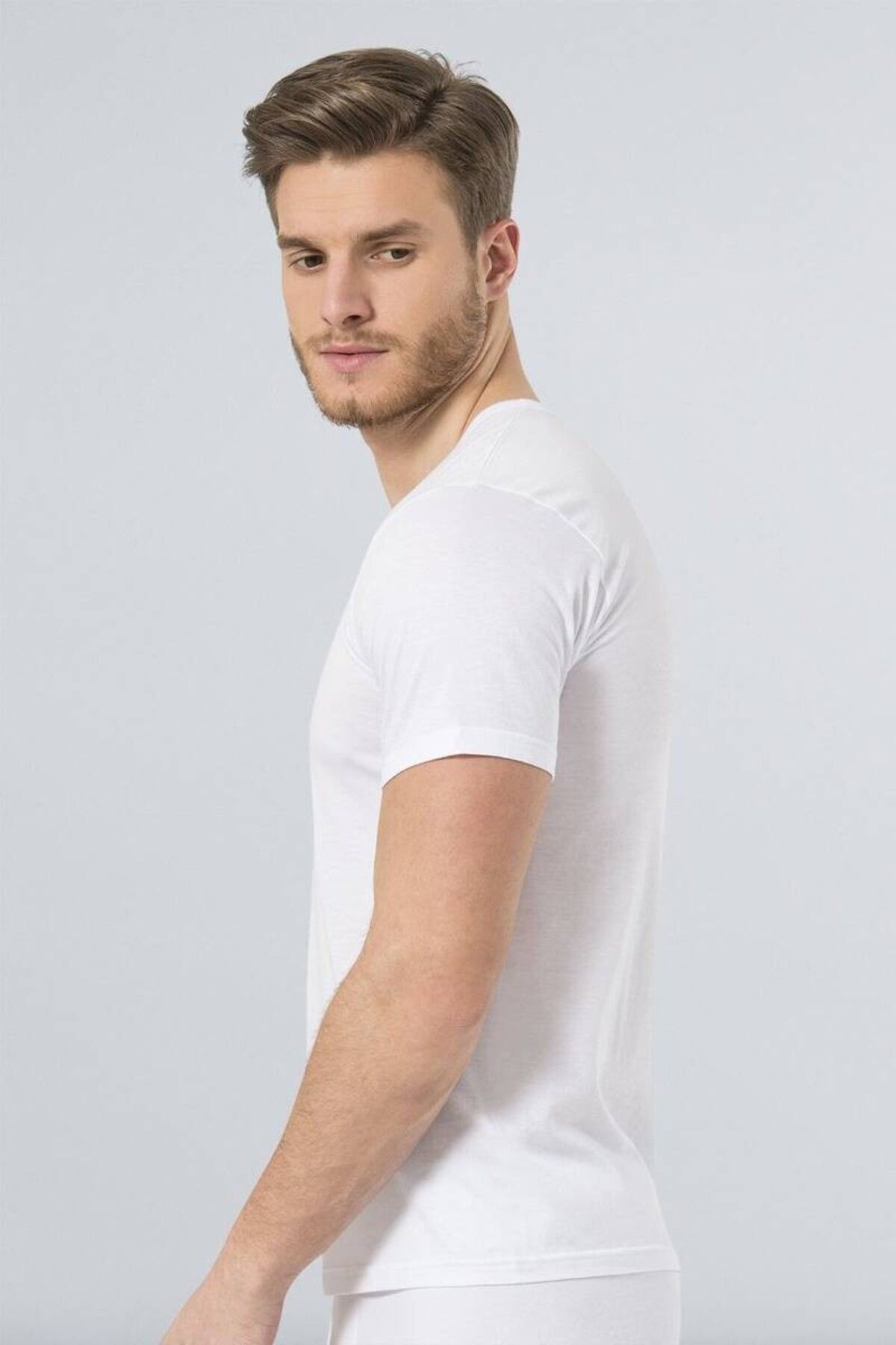 TÜREN-Tricou modal cu decolteu în V pentru bărbați 3