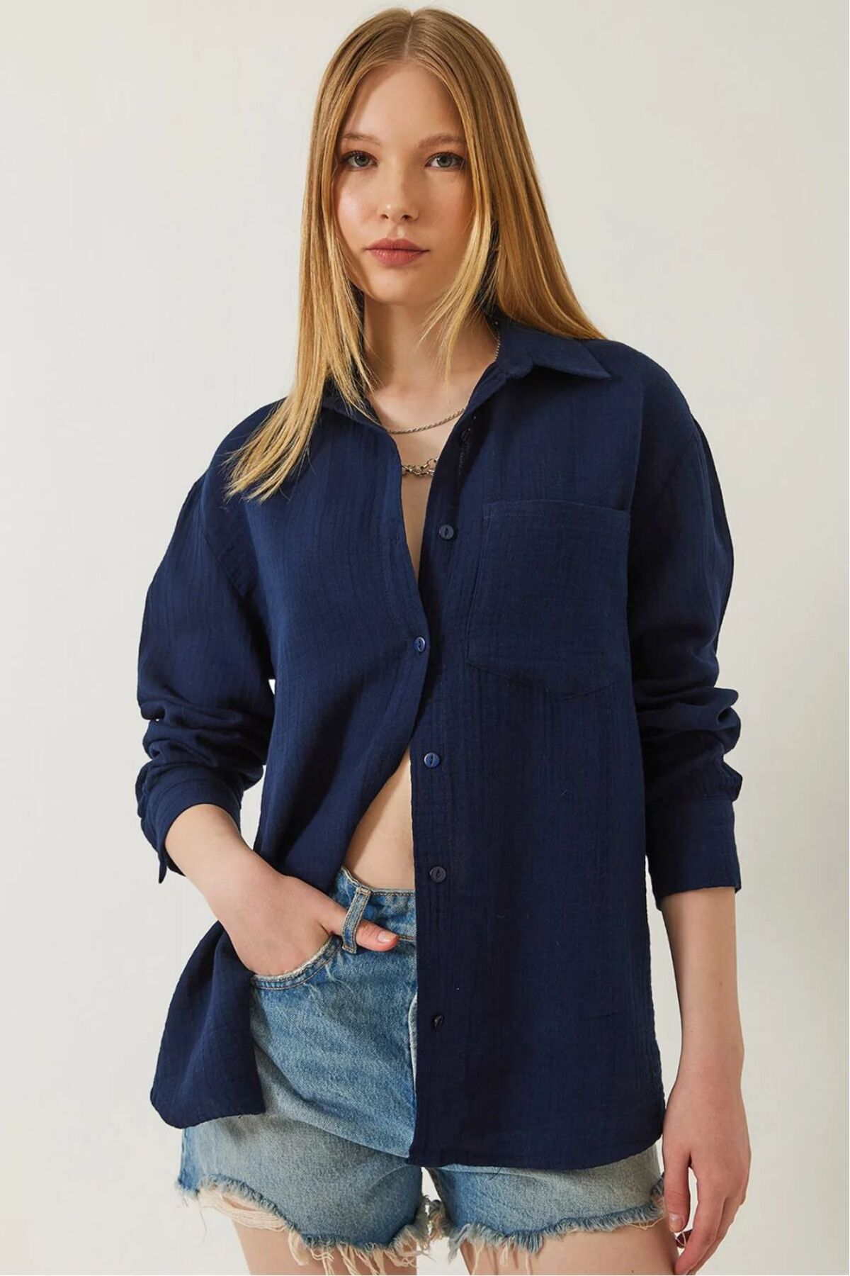 IŞILDA FASHION Kadın Müslin Kumaş Salaş Gömlek