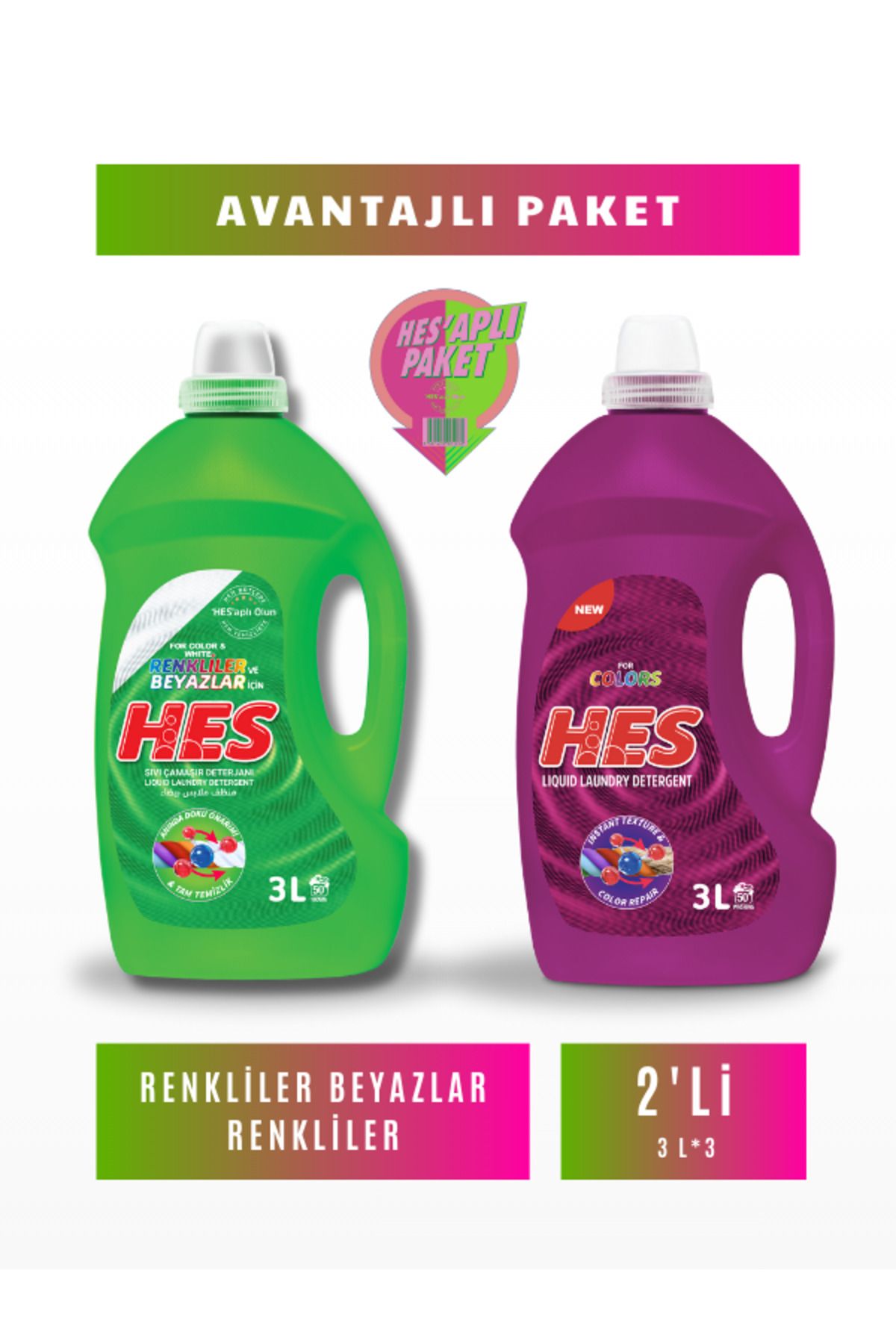 Hes Sıvı Çamaşır Deterjanı Renkliler&Beyazlar