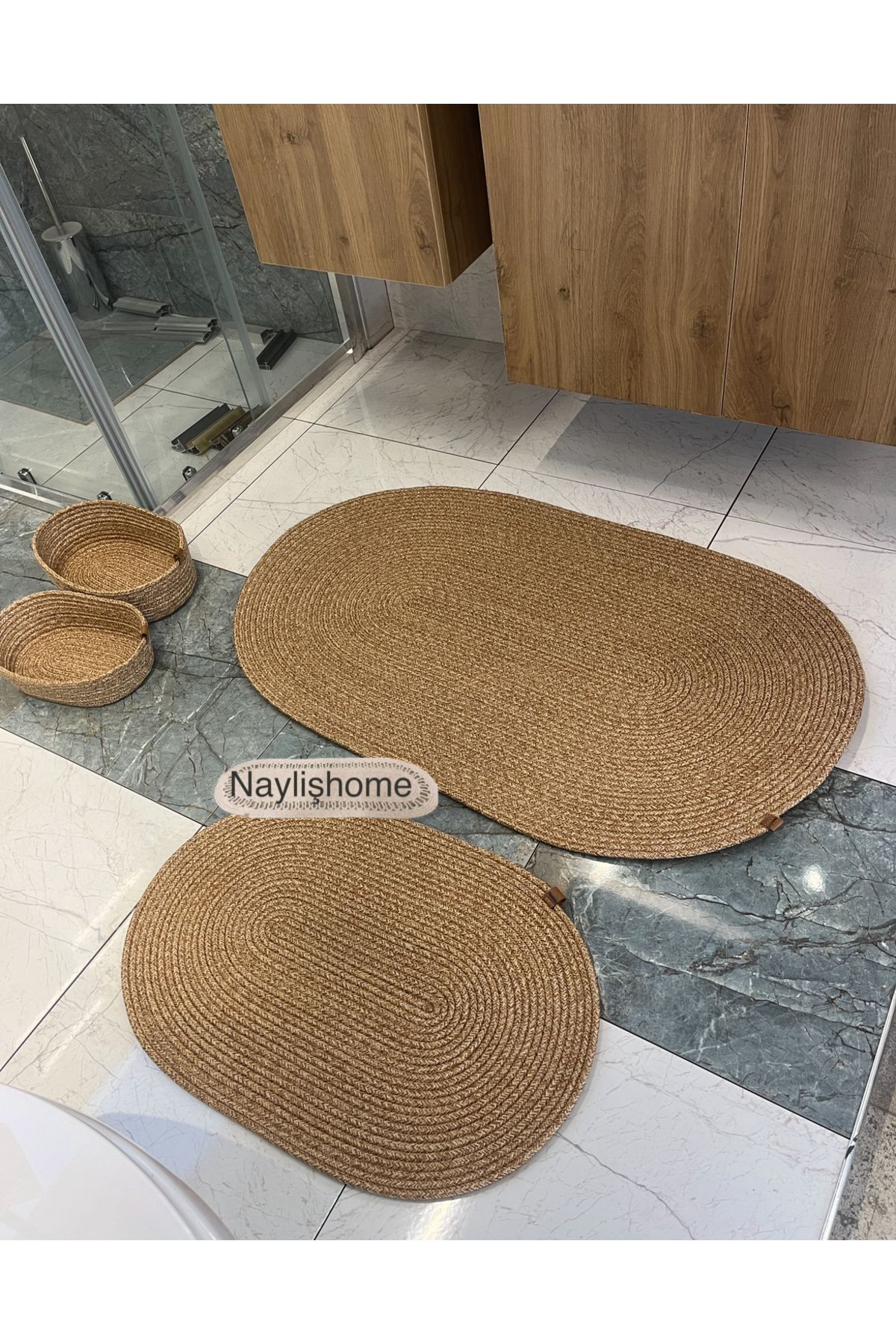 naylişhome 70*120-40*60-2 sepetli banyo takım. hediyelik çeyizlik jüt hasır bohem modern