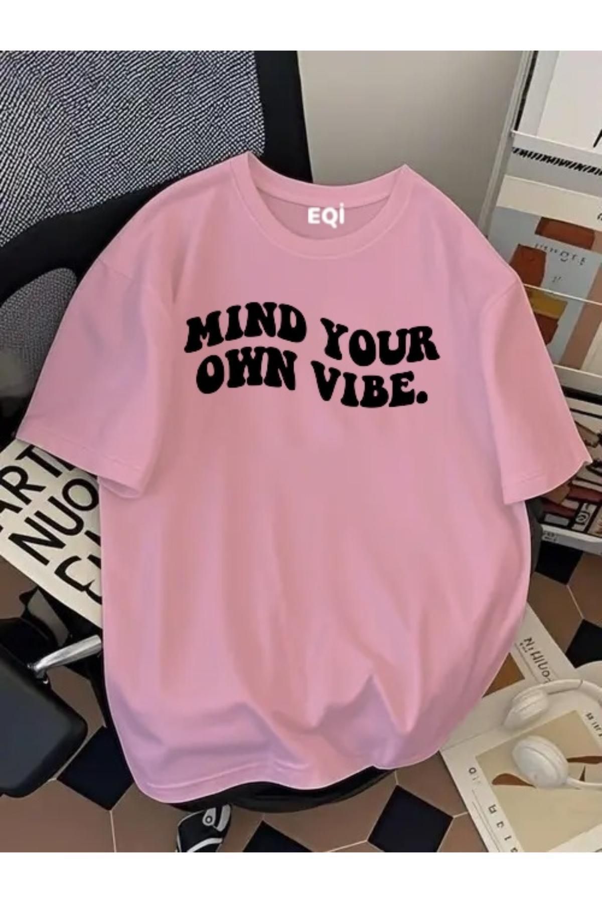 EQİ Mind Your Own Vibe Baskılı Oversize T-Shirt