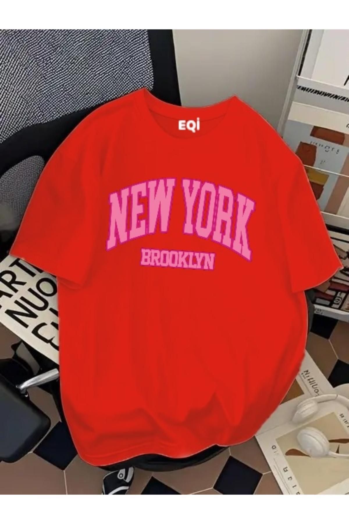 EQİ New York Brooklyn Baskılı Oversize T-Shirt