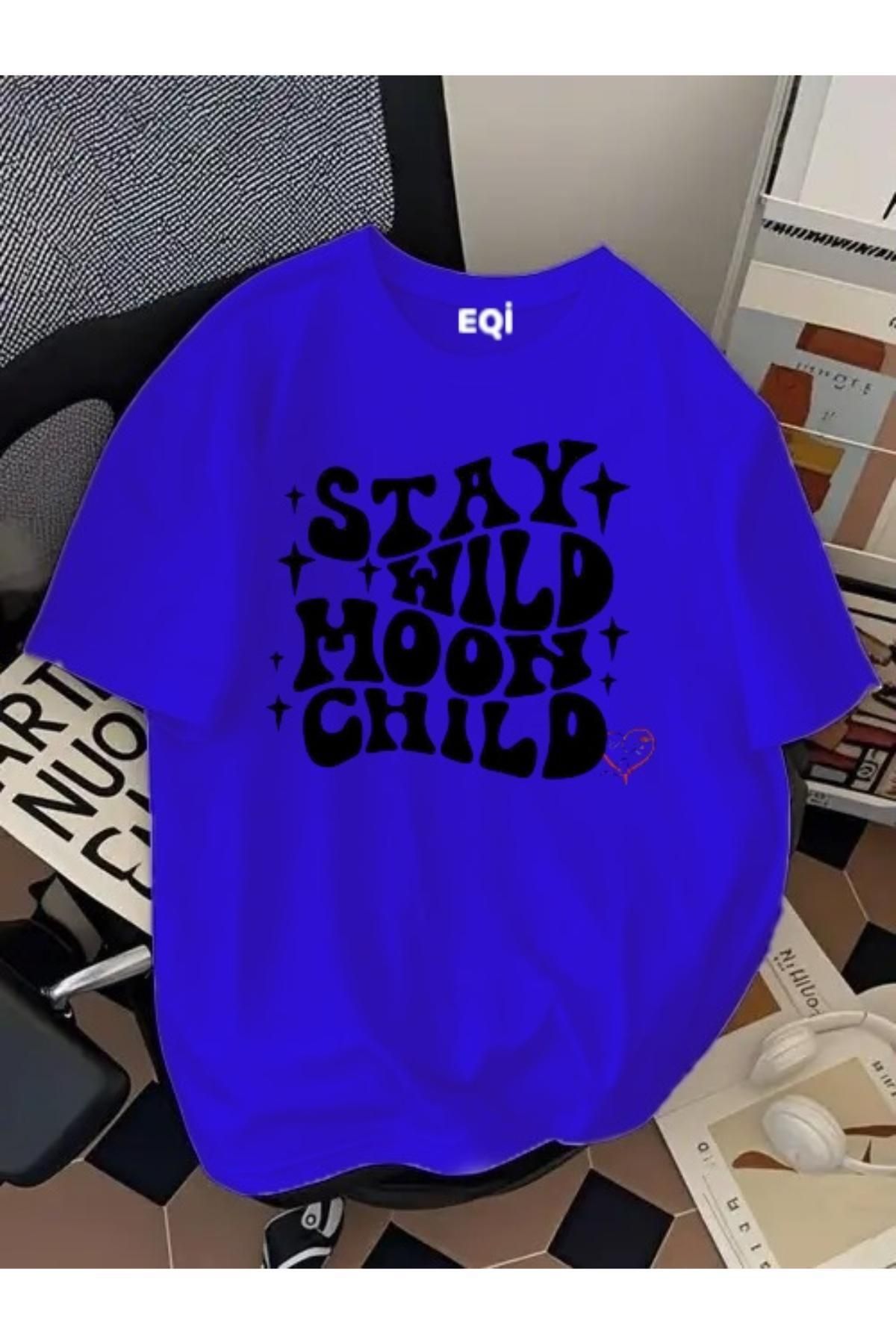 EQİ Stay Wild Moon Child Baskılı Oversize T-Shirt